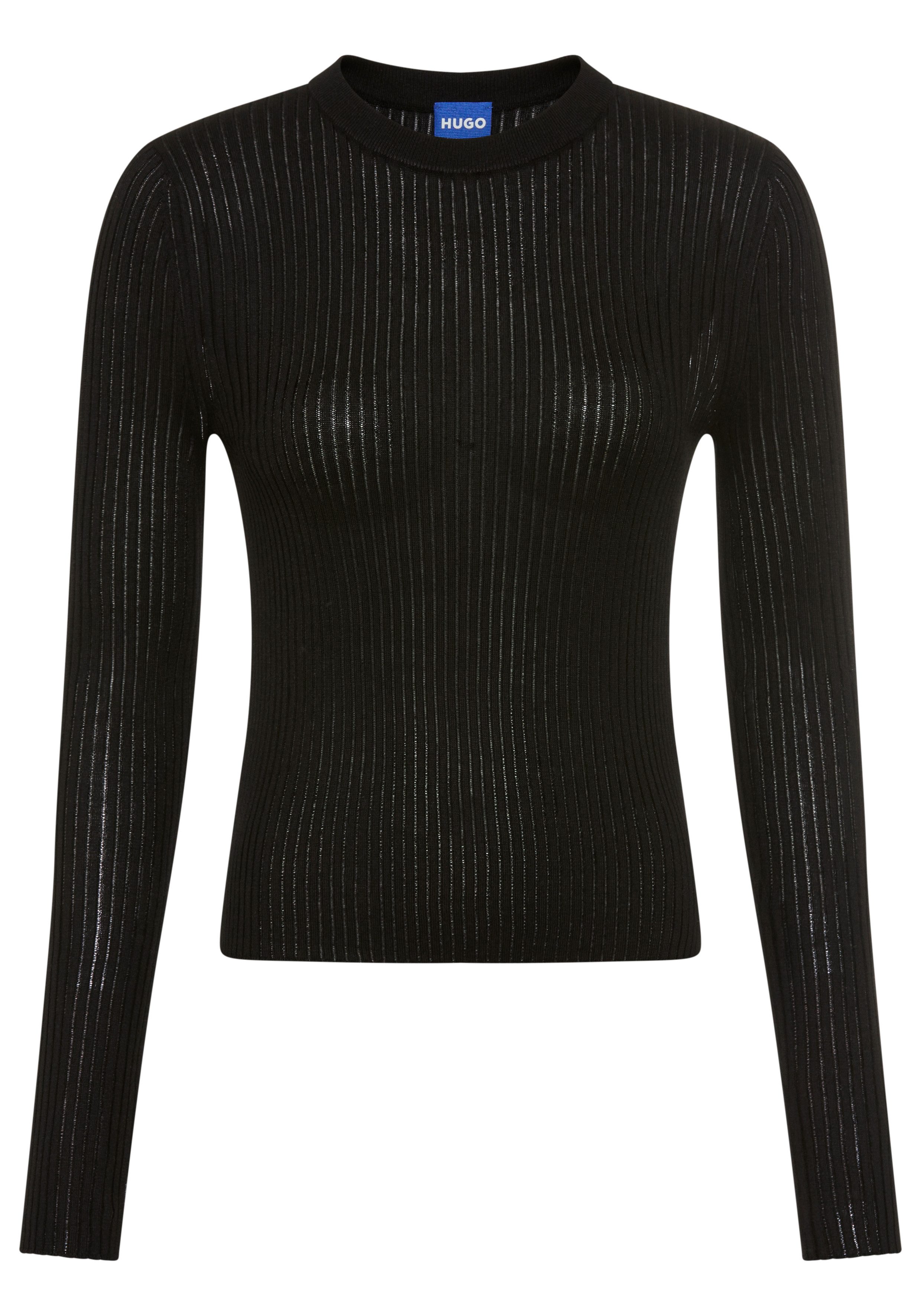HUGO Blue Rundhalspullover Somya Rippstrick im Viskosemix günstig online kaufen