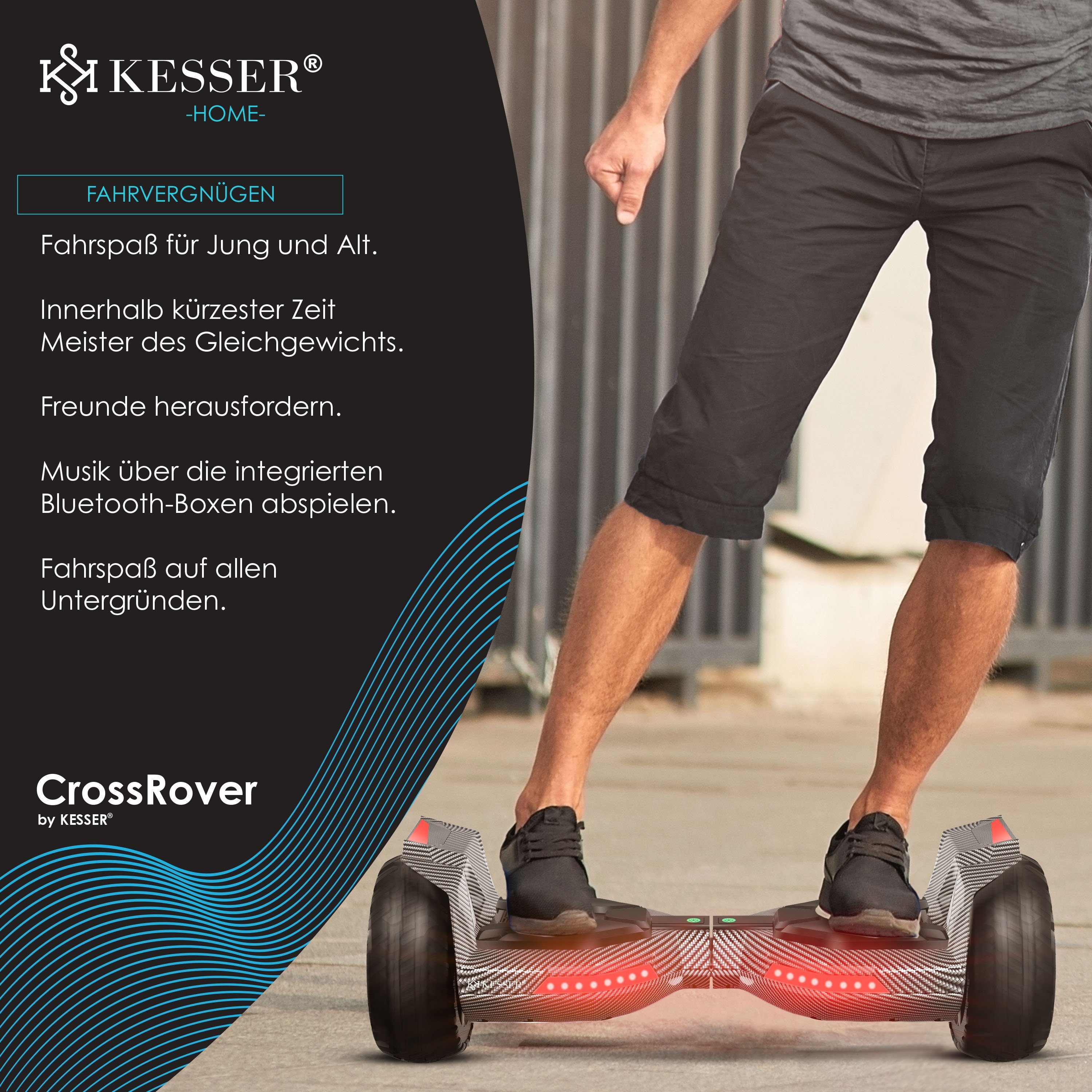 KESSER Balancetrainer, Hoverboard mit Shiny LED Zoll Lautsprecher, Bluetooth 8,5 Licht Carbon 800
