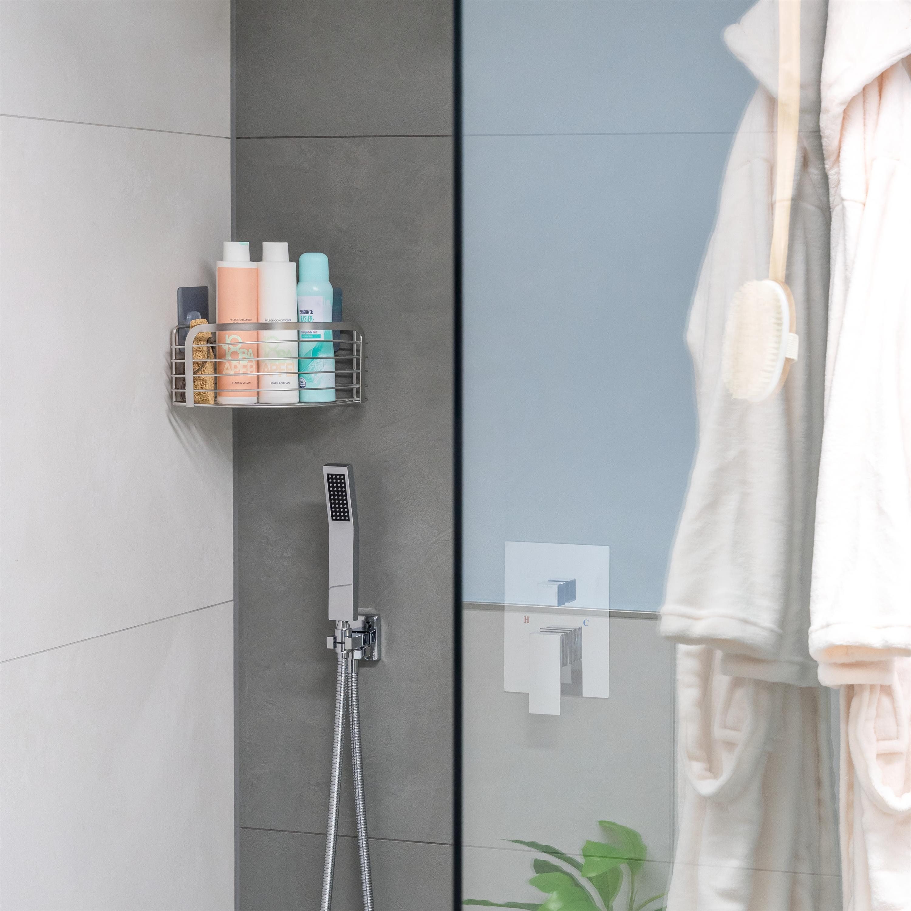 bremermann Duschablage Eck-Ablagekorb, Duschkorb ELENA selbstklebend & entfernbar, Edelstahl, 1-tlg.