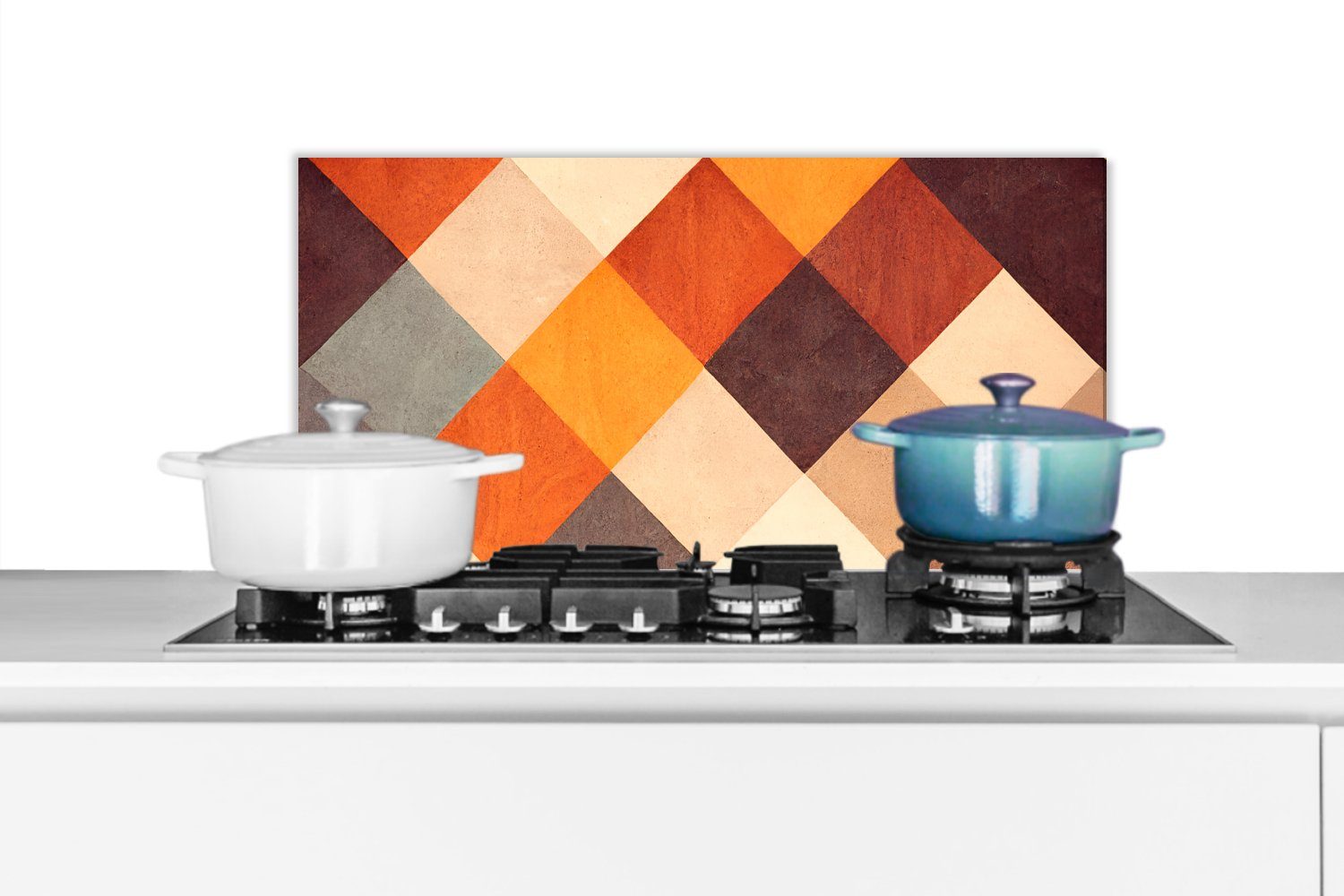 MuchoWow Küchenrückwand Kunst - Muster - Farben - Schachteln, (1-tlg), 60x30 cm, Wandschutz, gegen Fett und Schmutzflecken für Küchen