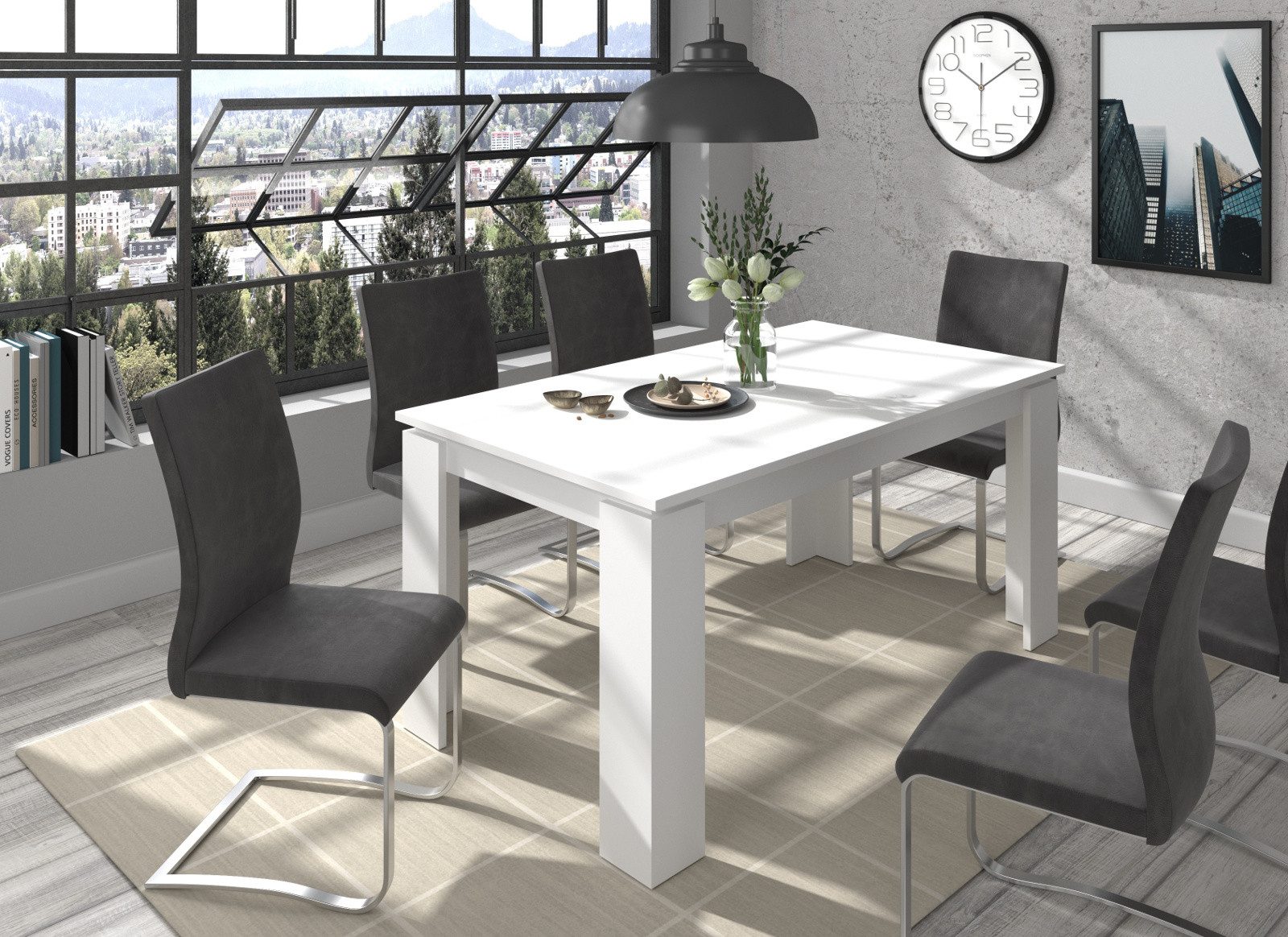 Inn.Furn Esstisch Selen (Küchentisch in weiß, ausziehbar, 160 - 200 cm), für bis zu 8 Personen