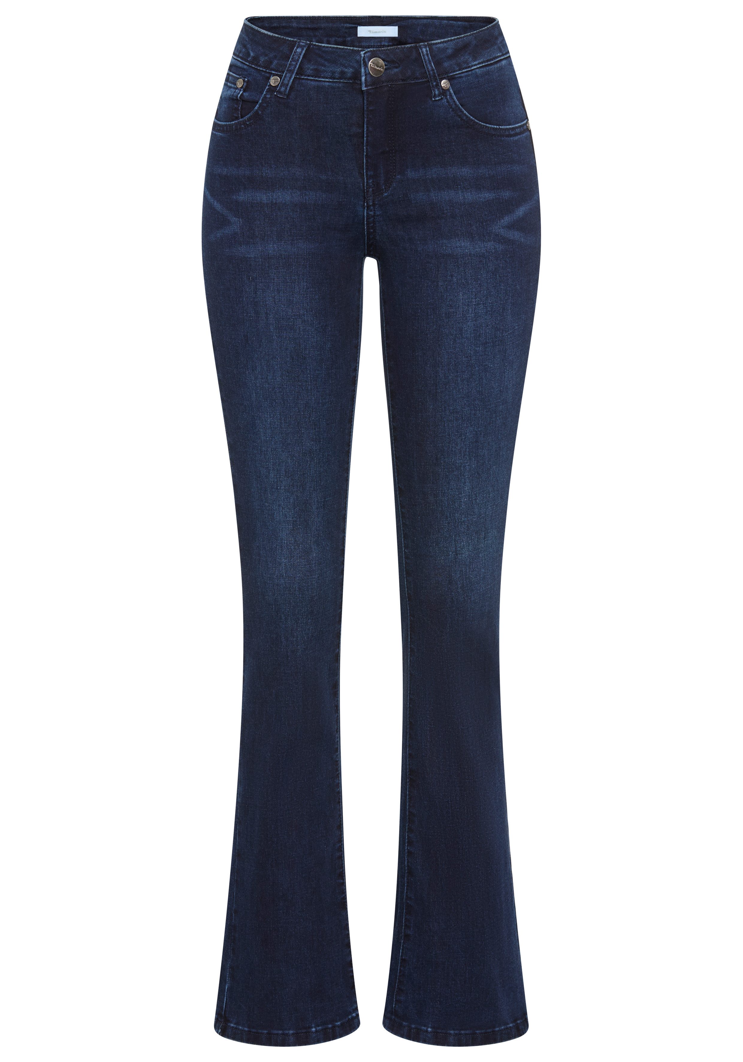 Bootcut-Jeans mit lockerem Schnitt, aus fließender Viskose-Qualität