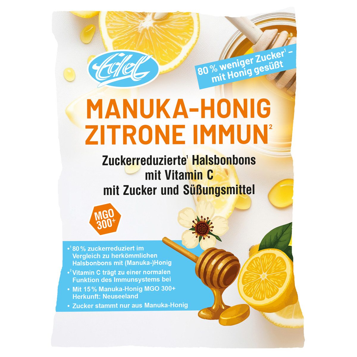 Eduard Edel Süßigkeit, Edel Manuka Honig Zitrone Bonbons Immun zuckerreduzierte Bonbons 60g
