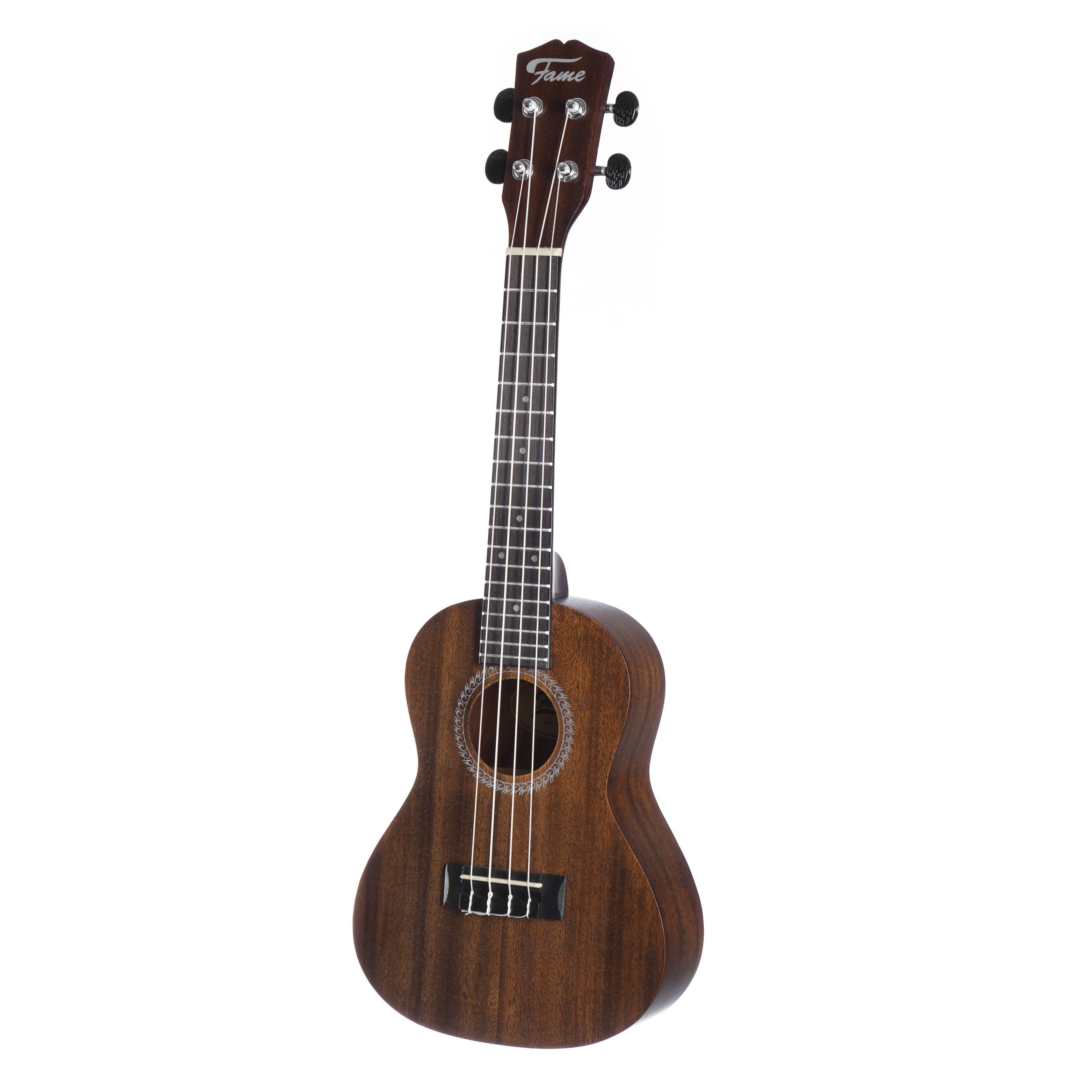FAME Ukulele, Deluxe Konzert-Ukulele Mittelgroß Mahagoni-Korpus Composite-Griffbrett Verchromte Druckgussmechaniken Braunes Hand-Rubbed-Finish, Ukulelen, Konzert Ukulelen, Deluxe Konzert-Ukulele, Mahagoni-Korpus, Composite-Griffbrett