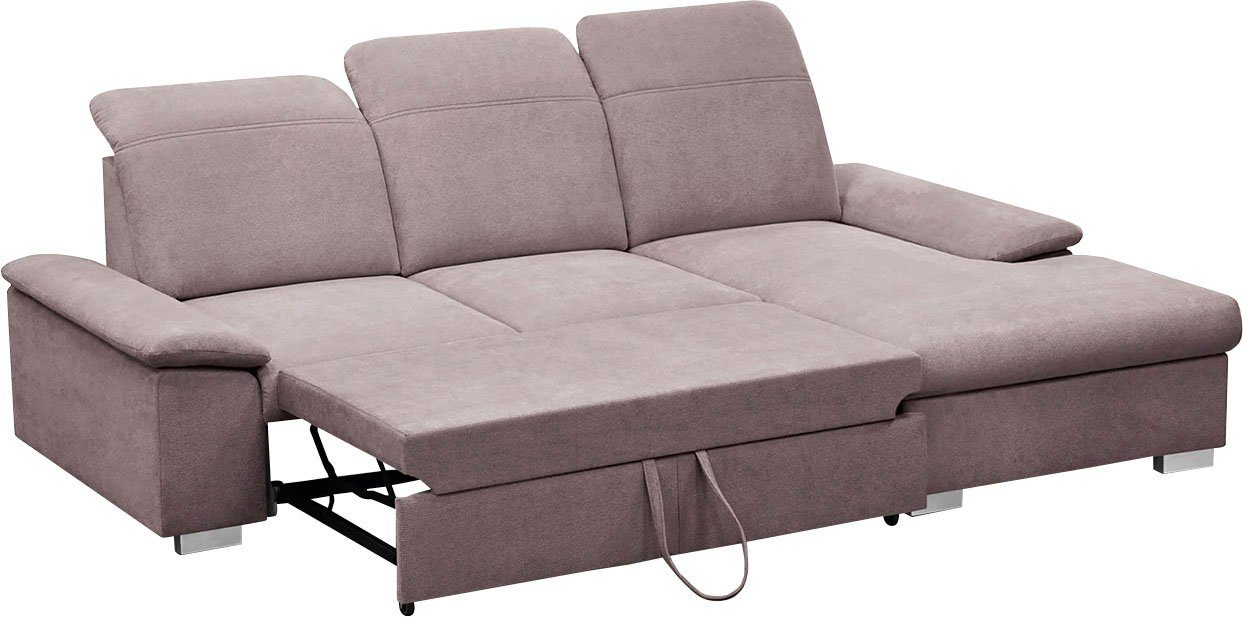 CALIZZA INTERIORS Ecksofa Moli Sitztiefenverstellung rosé Bettkasten, Kopfteilverstellung, Schlaffunktion, 2