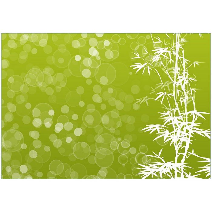 Wallario Vliestapete Bambusmuster grün-weiß Seidenmatte Oberfläche hochwertiger Digitaldruck in verschiedenen Größen erhältlich