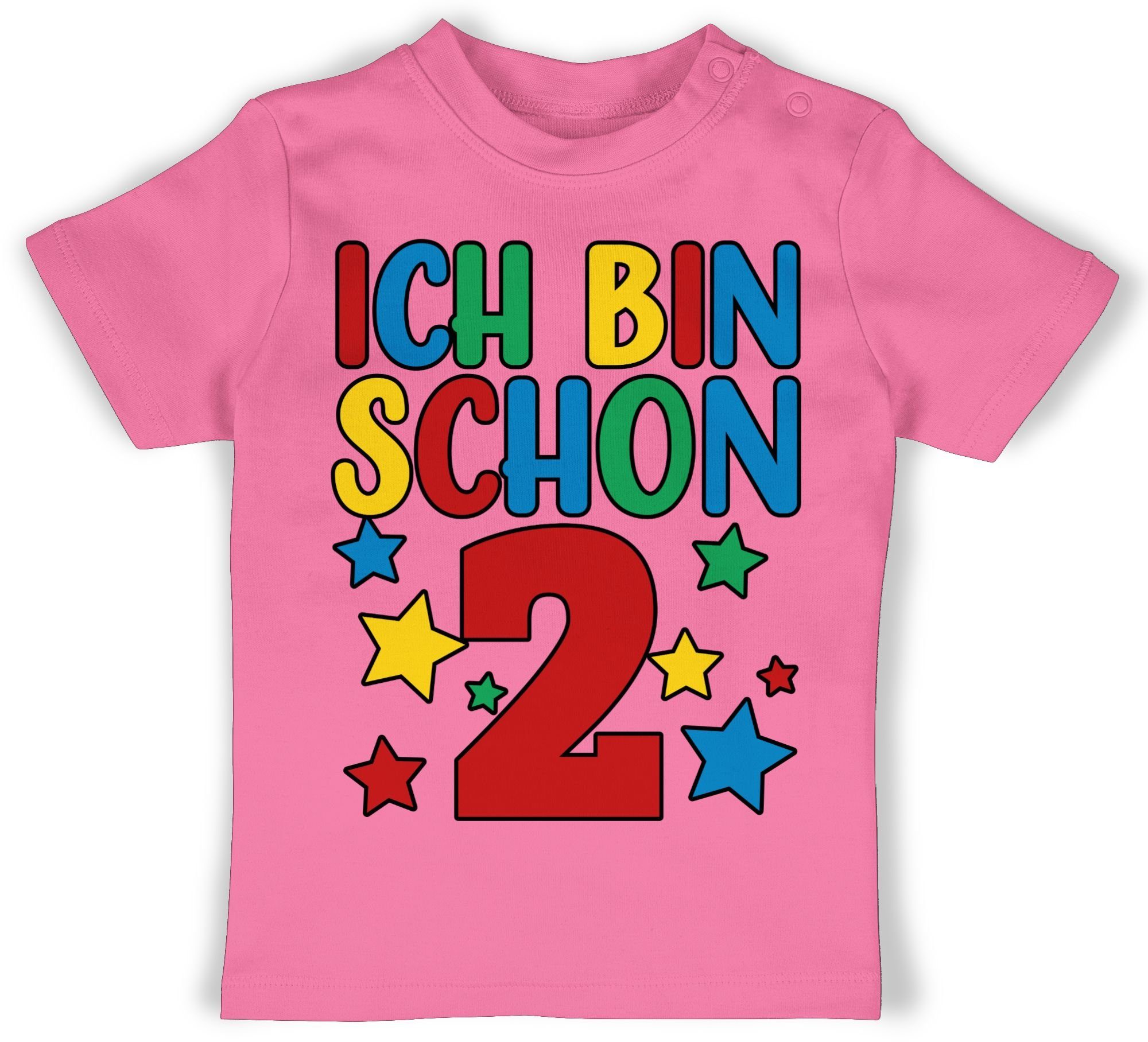 2. Geburtstag bunt bin Pink Shirtracer 1 schon zwei Ich T-Shirt