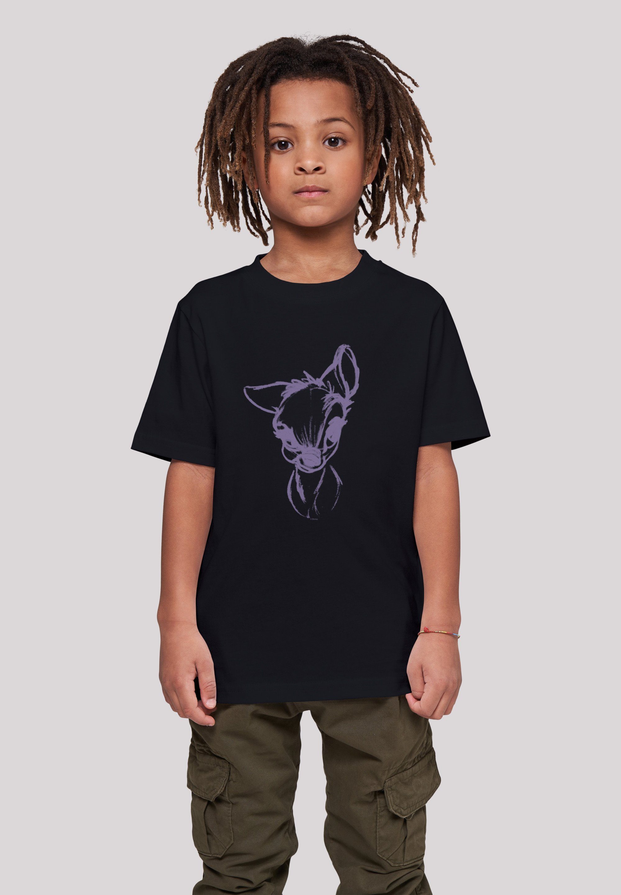 T-Shirt Kinder,Premium Disney F4NT4STIC schwarz Bambi Merch,Jungen,Mädchen,Bedruckt Mood Unisex