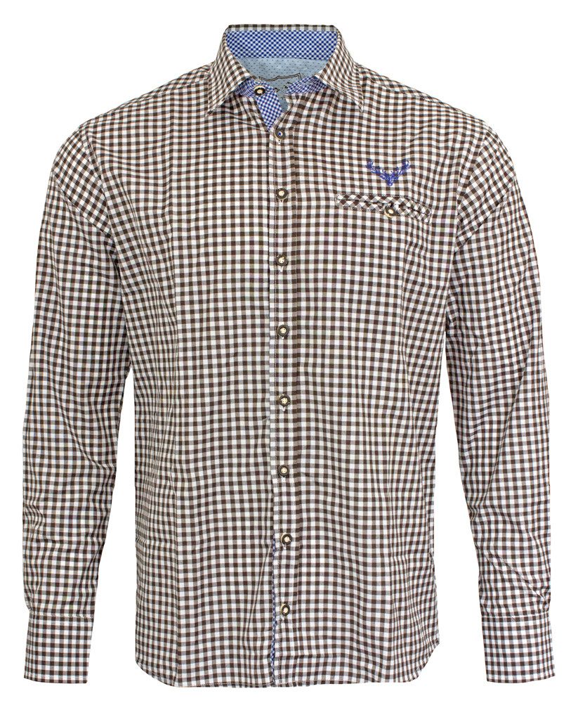 LEKRA Trachtenhemd Karo Trachtenhemd Leopold für Herren - Braun / Bla günstig online kaufen