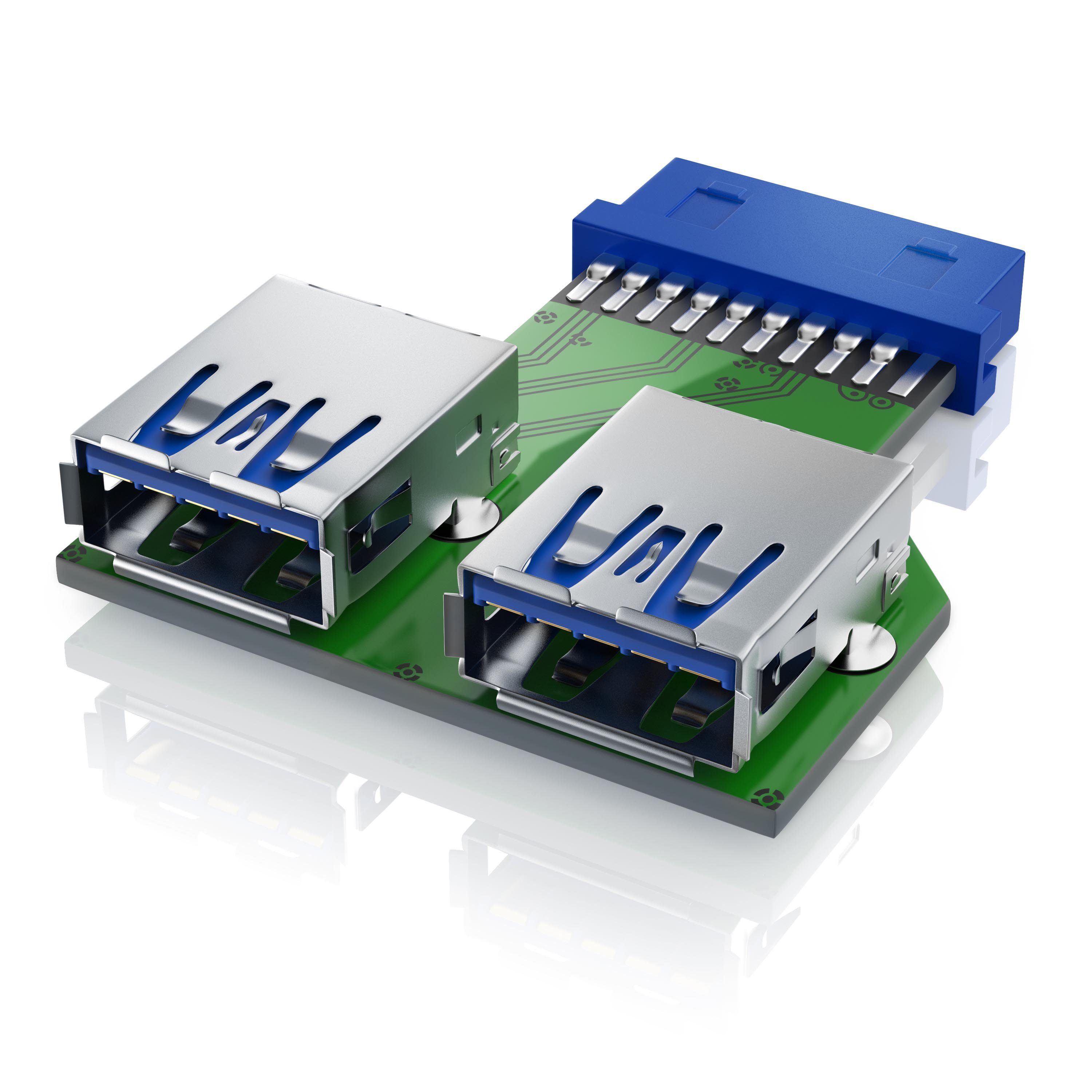 CSL Computer-Adapter, 19pin zu USB 3.0 Mainboard Adapter 19-Pin Header zu  2x USB 3.0 Typ A