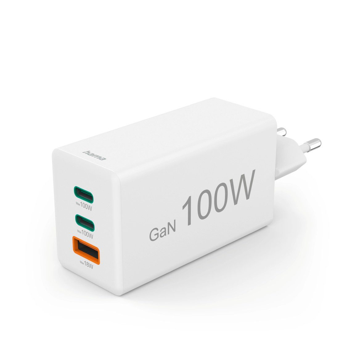 Hama Schnellladegerät (USB Ladegerät, 2x USB-C, 1x USB-A, GaN, 100 Watt) Schnelllade-Gerät (1-tlg)