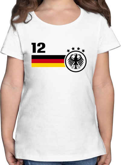 Shirtracer T-Shirt »12. Mann Deutschland Mannschaft WM - Fussball WM 2022 Kinder - Mädchen Kinder T-Shirt« t shirt fussball europameisterschaft2021 - shirtracer em - t-hirt wm