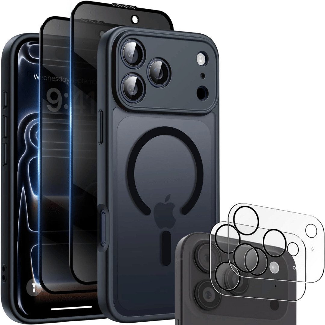 SmartUP Smartphone-Hülle + 2X Schutzglas für iPhone 17 Pro Max Magsafe Privacy Blickschutz 9H 6,9 Zoll, Rundumschutz