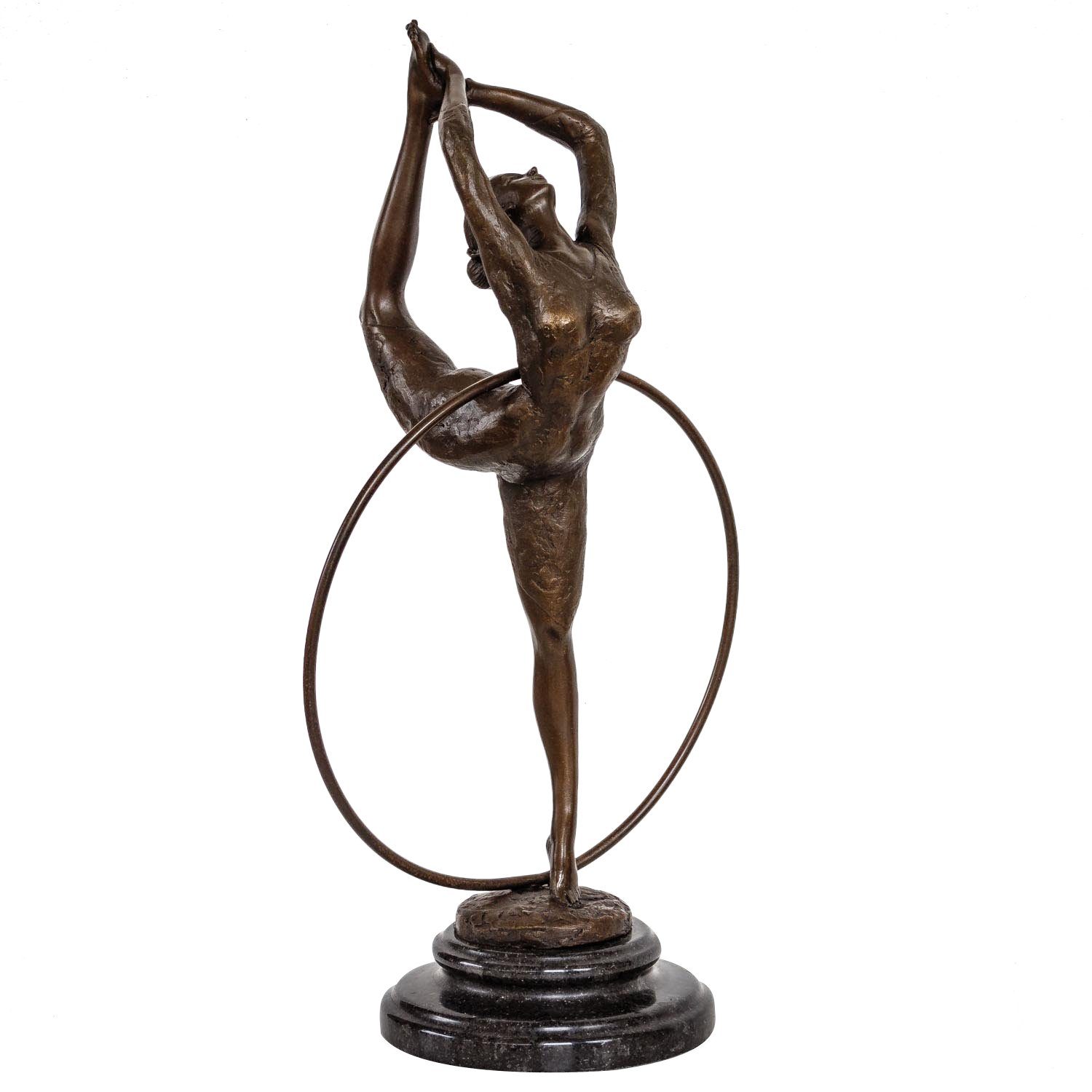Aubaho Skulptur Bronzeskulptur Frau Tänzerin Ring Sport im Antik-Stil Bronze Figur Sta