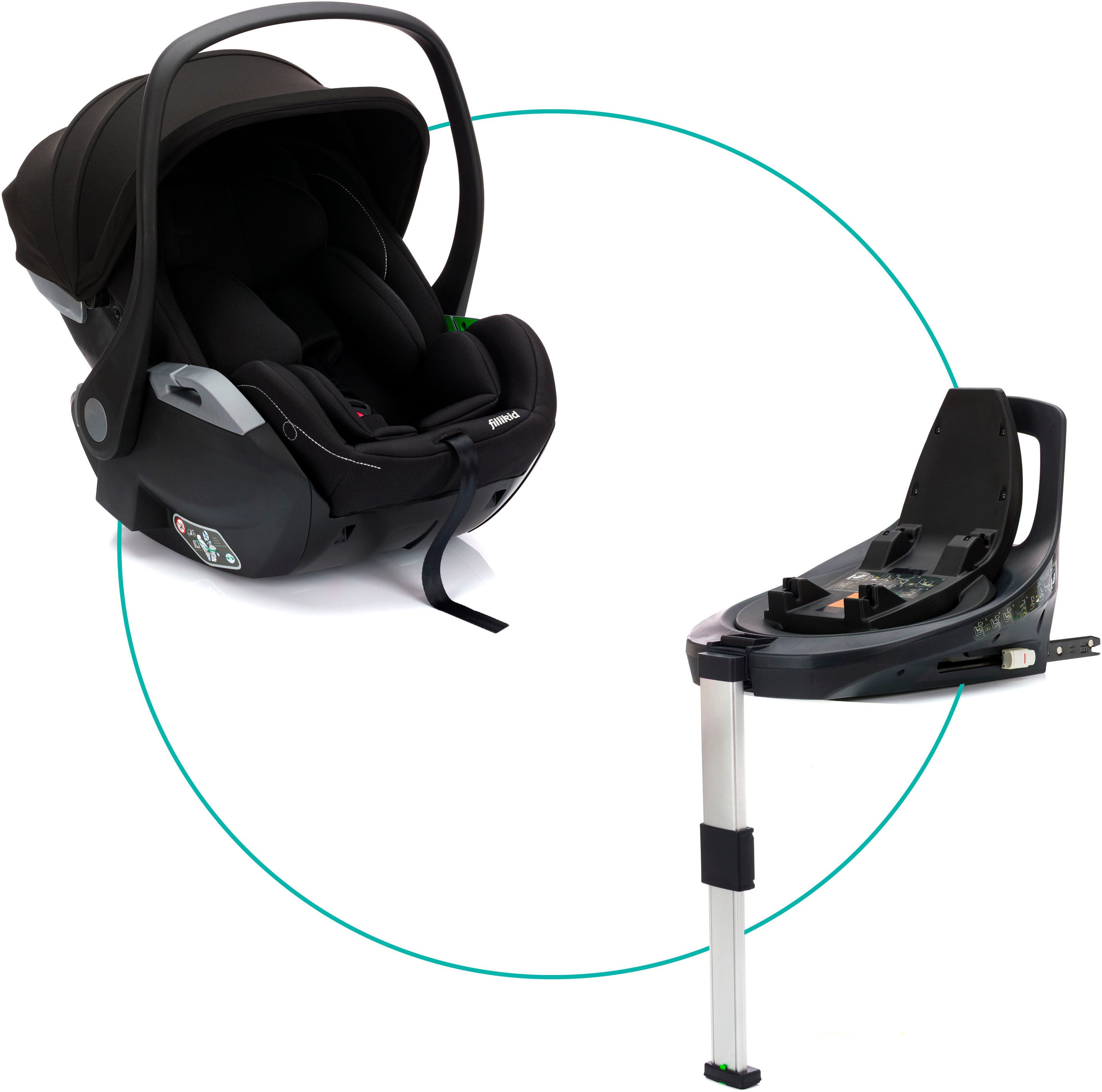 Fillikid Autokindersitz NOA, inkl. Basisstation, ab: ab Geburt, ab: 40 cm, bis: 87 cm, Gr. 0, 360 °