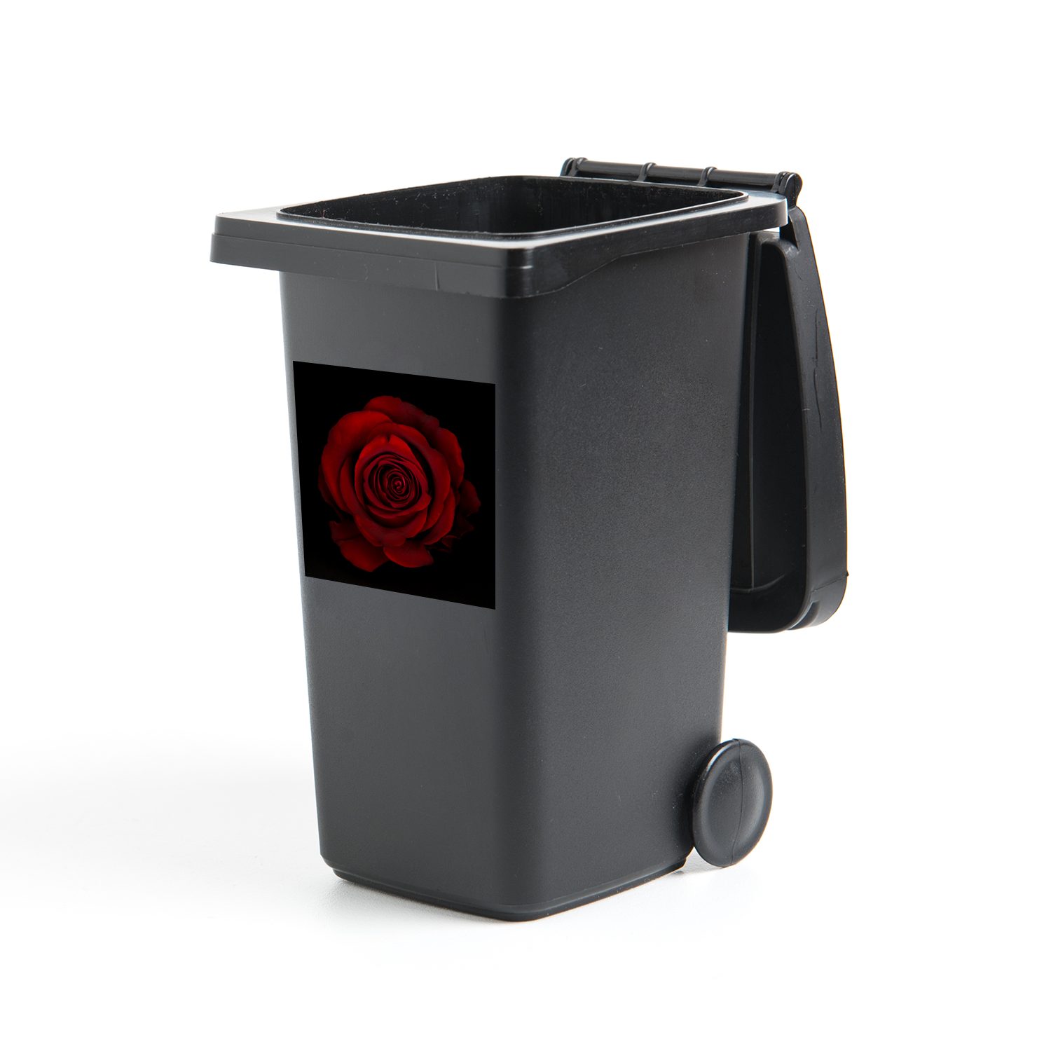 MuchoWow Wandsticker Rosa - Rot - Schwarz (1 St), Mülleimer-aufkleber, Mülltonne, Sticker, Container, Abfalbehälter