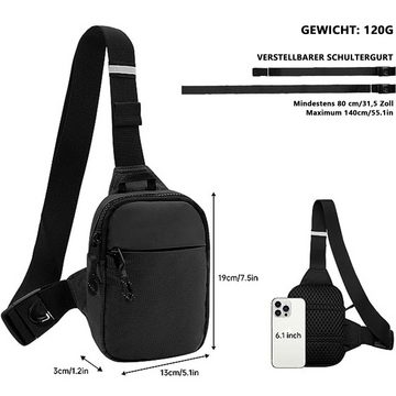 WISHDOR Schultertasche Brusttasche Sling Schulter Rucksack Rucksäcke Crossbody Umhängetasche (Herren und Damen 22 x 17 x 3 cm oder 19 x 13 x 3 cm, Geldgürtel, Sport, Sporttasche, Handytasche, Unisex), für Outdoor Camping Reisen Wandern Radfahren Multipurpose Tagepacks