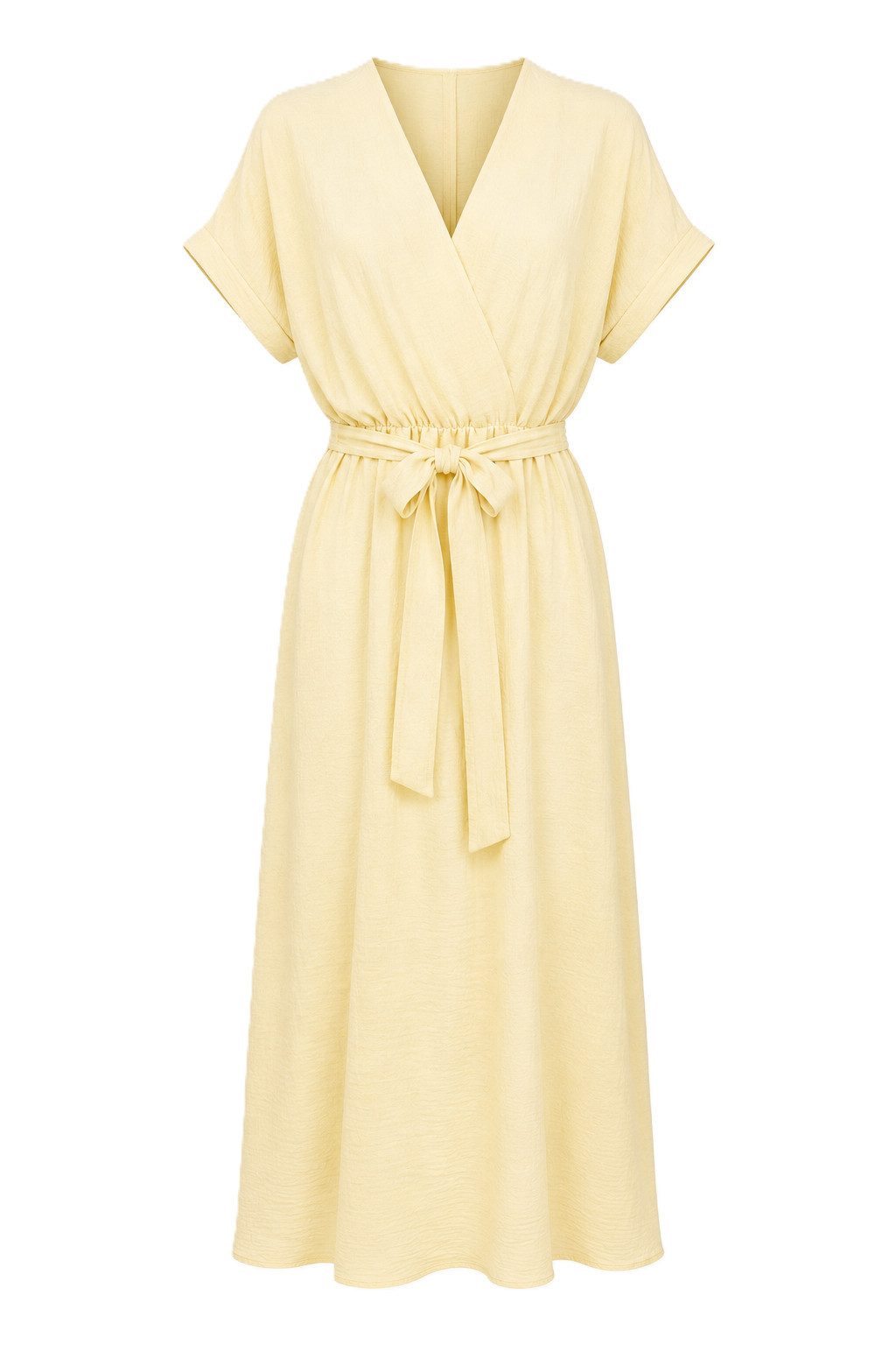 ITALY VIBES Sommerkleid - Lockeres einfarbiges Maxi-Kleid - Wickelkleid Damen ONE SIZE - passend für Größen S-L