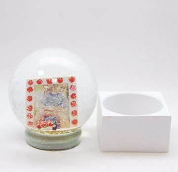Snowglobe-for-you Schneekugel Foto-Schneekugel 100mm Glas gefüllt Sockel weiß eckig Rosen Rahmen