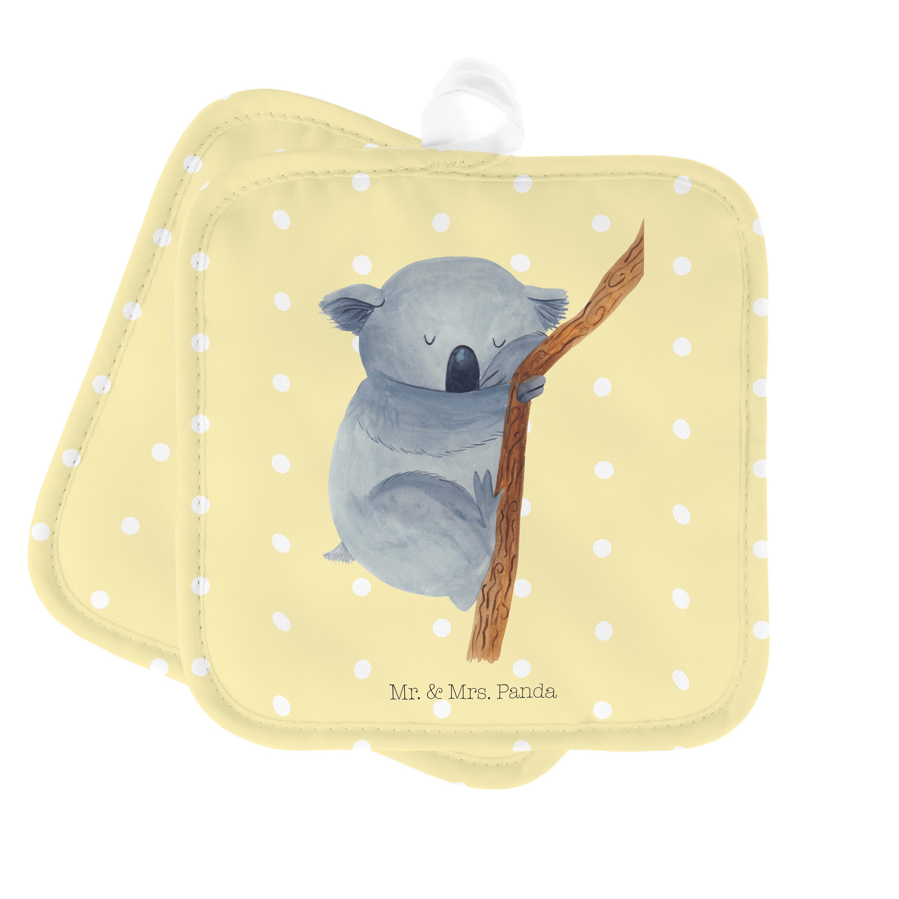 Mr. & Mrs. Panda Topflappen Koalabär - Gelb Pastell - Geschenk, Tiere, Topflappen, Topfuntersetze, (1-tlg)