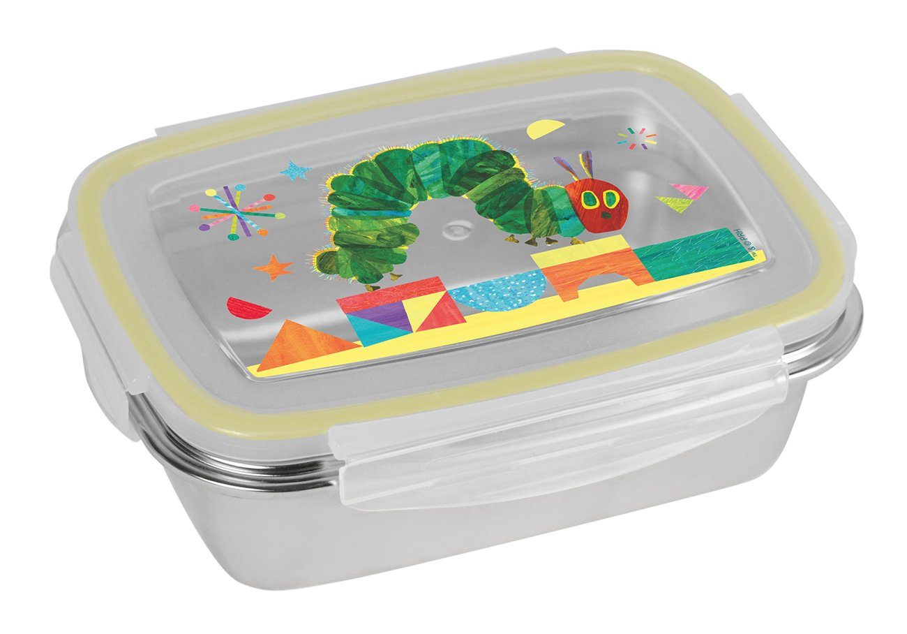 Geda Labels GmbH Lunchbox Raupe Nimmersatt Hello Friend, Edelstahl, (1-tlg), Gelb, 550 ml, spülmaschinengeeignet (Nur Behälter, ohne Deckel)