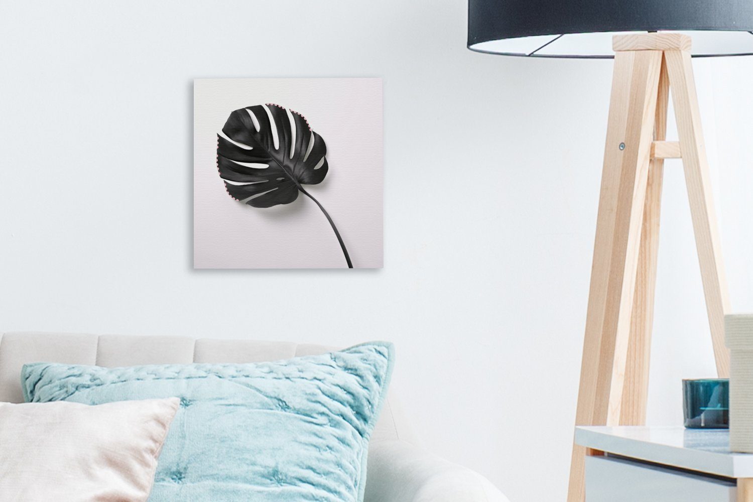 Leinwandbild Schlafzimmer Wohnzimmer Blatt Bilder Leinwand (1 für Schwarz Weiß, St), - - OneMillionCanvasses®