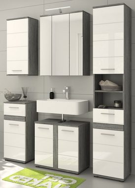 xonox.home Badezimmerspiegelschrank Blake (Badschrank in grau Rauchsilber, BxH 60 x 77 cm) 3-türig 3D