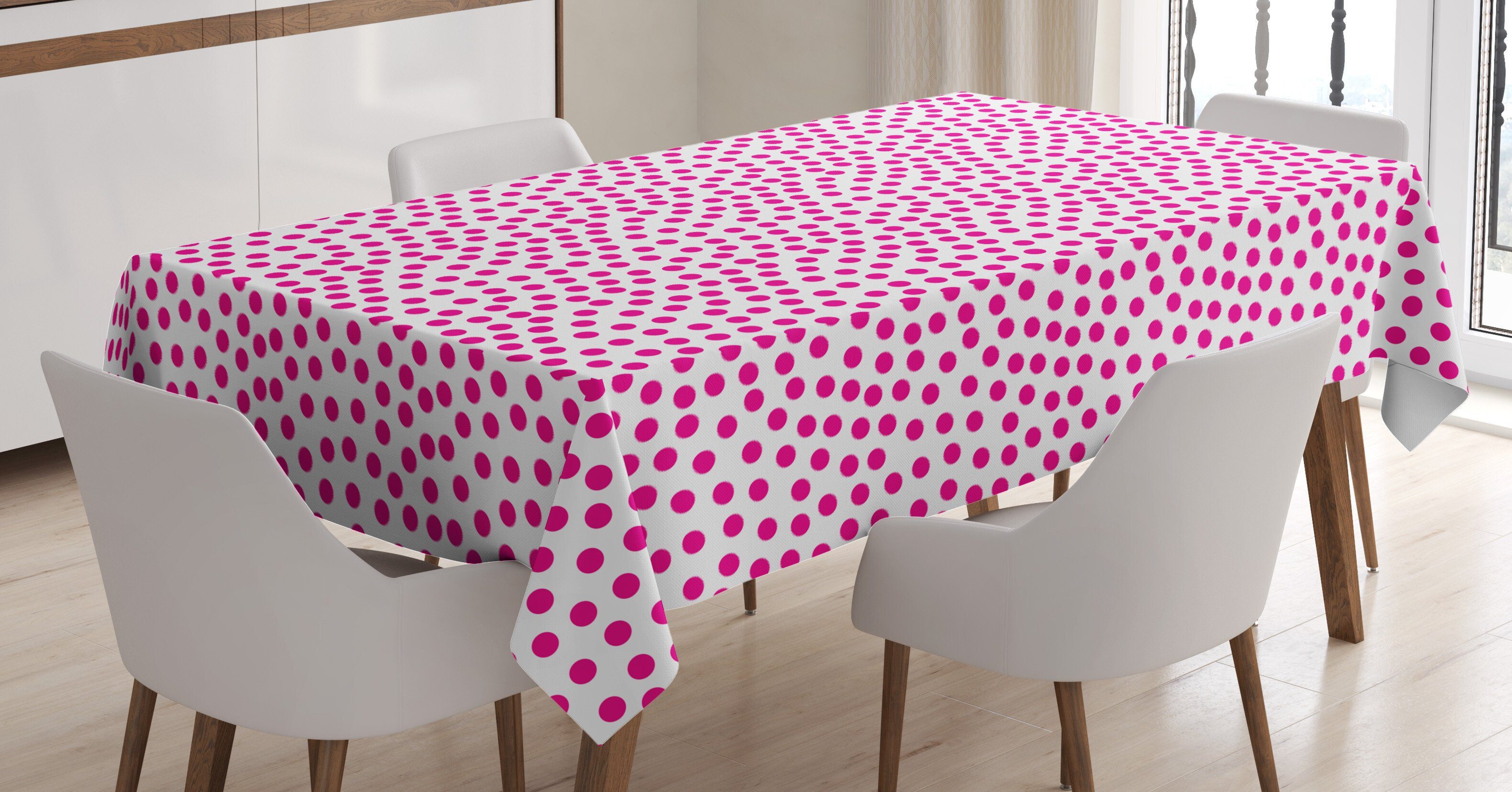 Rosa Außen Für asymmetrische Tupfen Tischdecke Bereich Farbfest Waschbar Abakuhaus geeignet Klare den Farben, Runden
