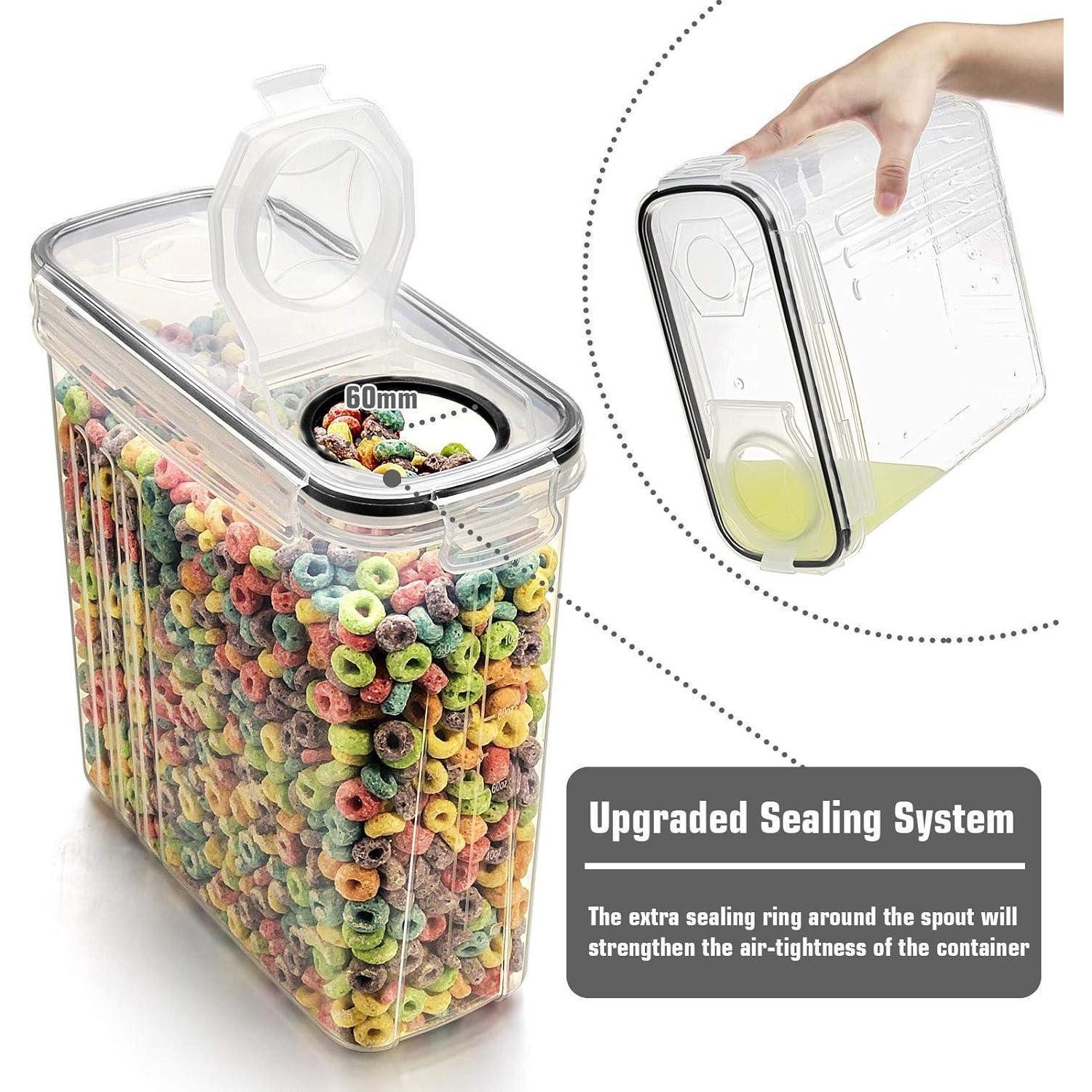 LuxusKollektion Müslispender Müsli Behälter Set 6er 384ml Kunststoff luftdicht Schwarz Transparent