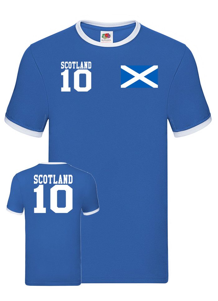 Blondie & Brownie T-Shirt Herren Schottland Scotland Sport Trikot Fußball Meister EM Euro Mit Kontrastnaht