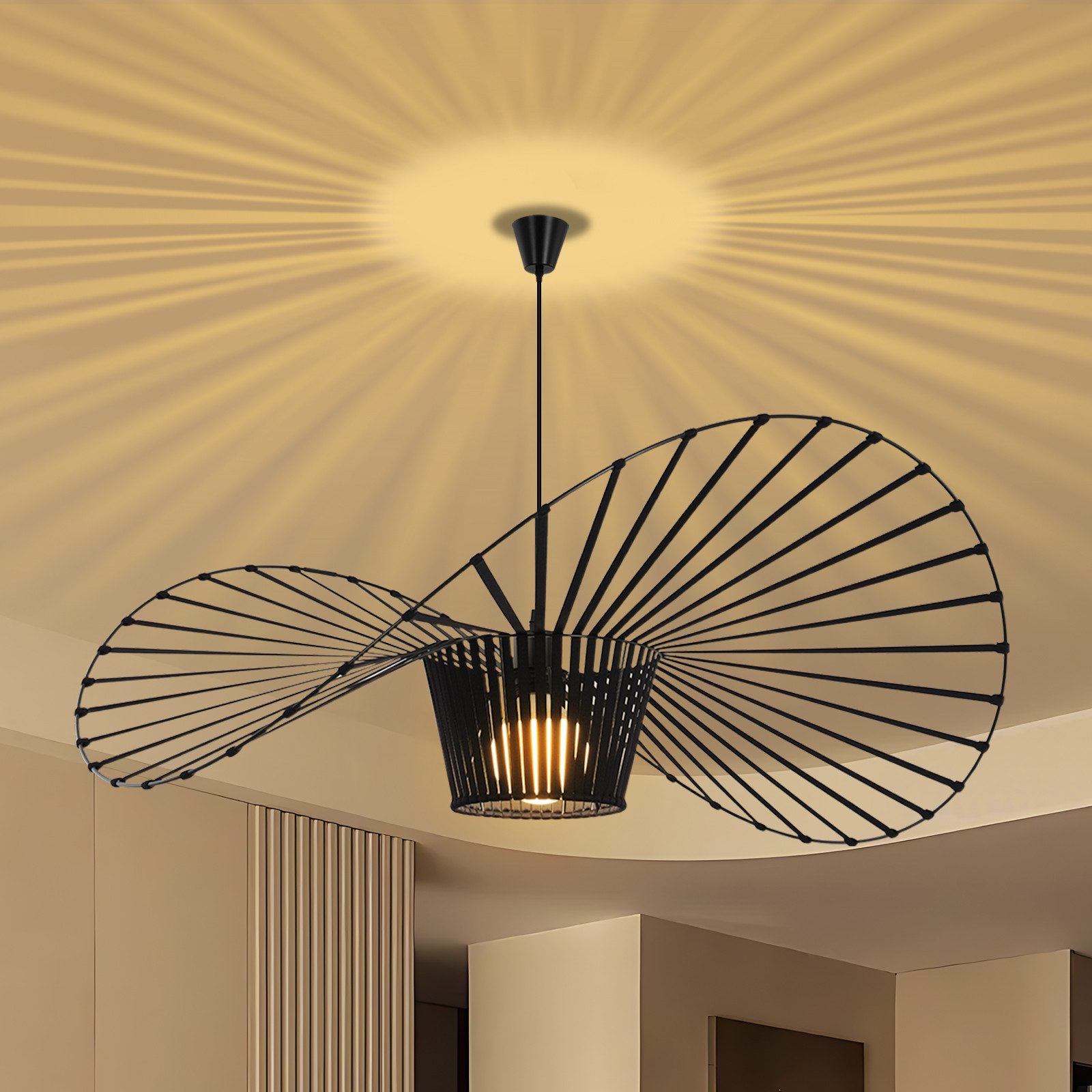 Nettlife Pendelleuchte Vintage Schwarz Esstisch E27 Hängelampe 60/80/100/120/140CM, LED wechselbar, Modern Pendellampe für Wohnzimmer Schlafzimmer Korridor Esszimmer