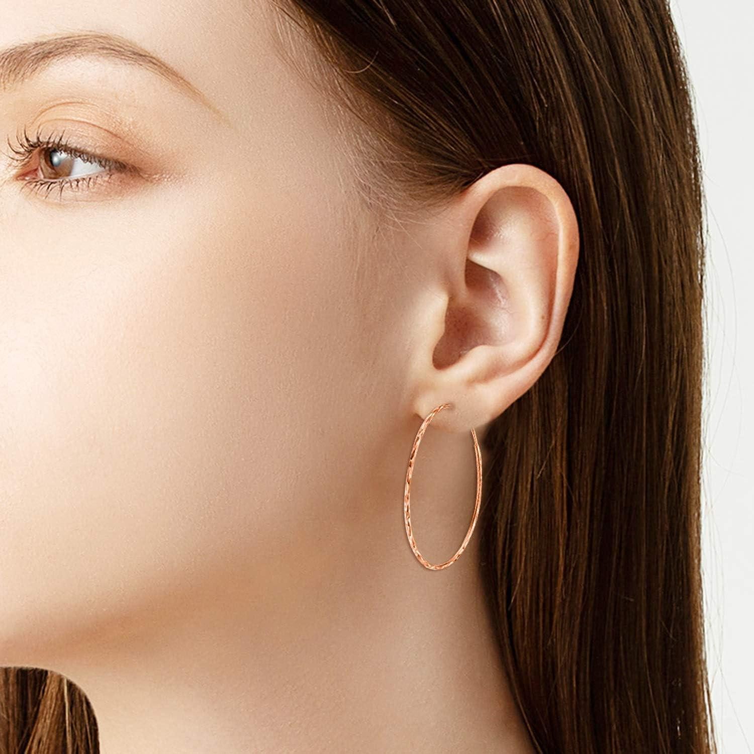 LuxusKollektion Paar Creolen Creolen 925 Sterling Silber Kreis Endless Roségold 30.0 Millimeter
