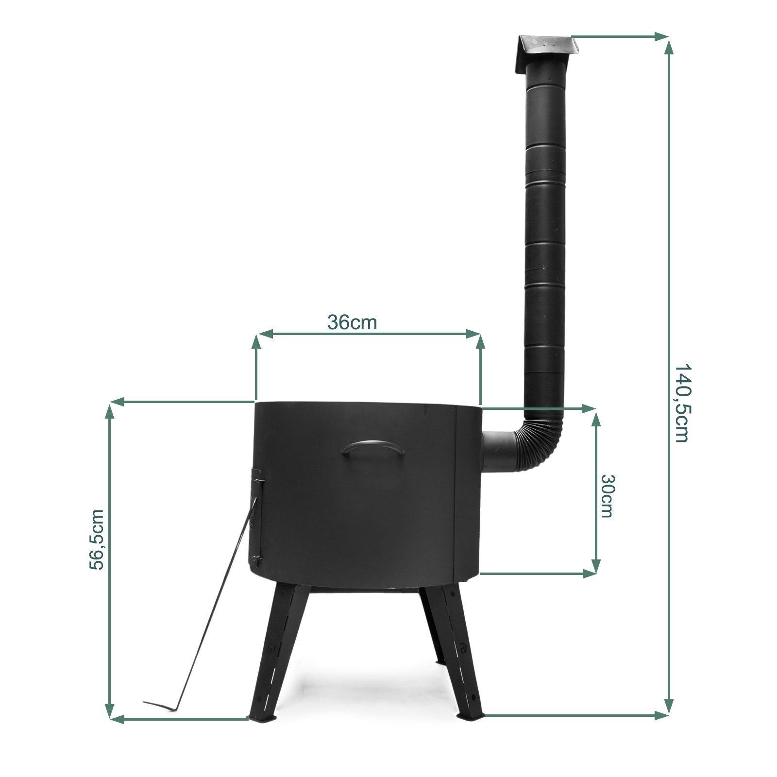 4BIG.fun Grilltopf Ø36 Uchag Utschak mit Abzugsrohr 12L Kazan Kasan, (Utschag Uchak Kasan Учаг Казан Außenküche Eintopfofen), 2mm stahl