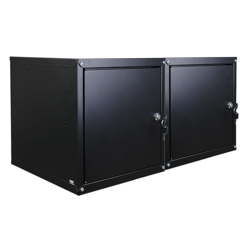 PROREGAL® Spind MegaDeal 2x Schließfachwürfel Cubic 35x35x35cm Schwarz (2-St) Verstärkte Ecken, Zylinderschloss, Würfel miteinander verschraubbar