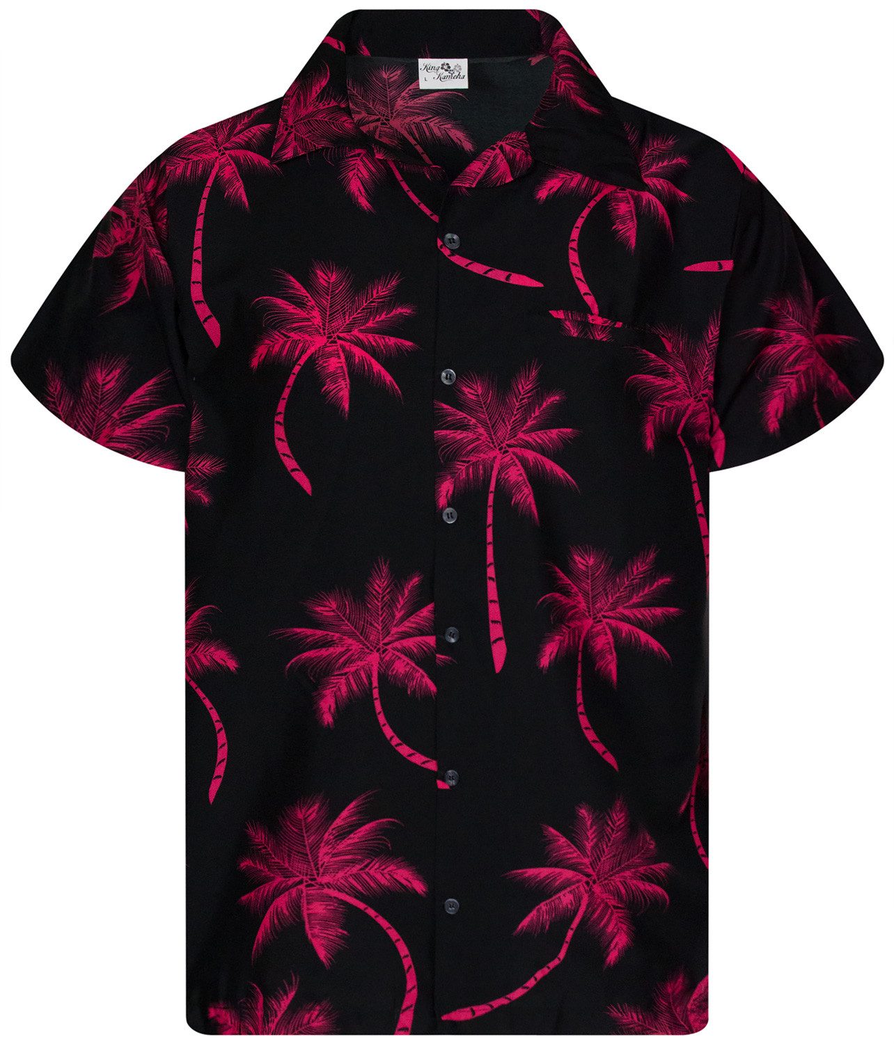 King Kameha Hawaiihemd Palmshadow Funky Hawaii-Hemd Kurzarm Front-Tasche Stylish Unisex