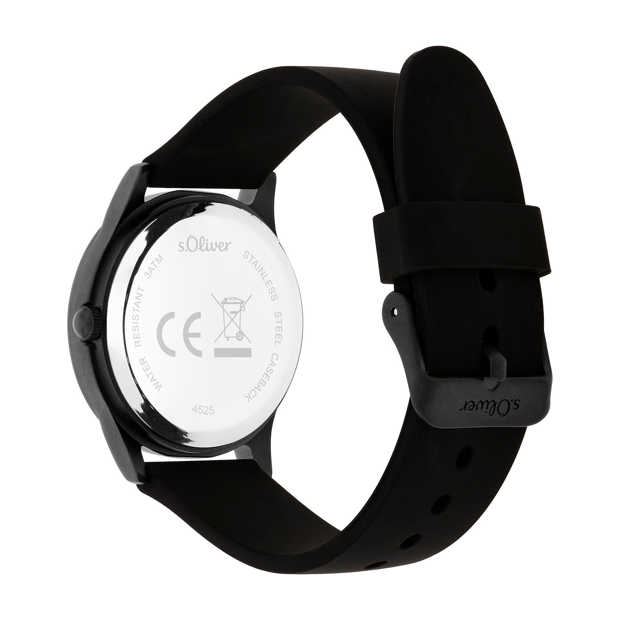 s.Oliver Quarzuhr The Black Rush SO-4525-PQ, Armbanduhr, Silikonarmband, Kinderuhr, Junge, analog