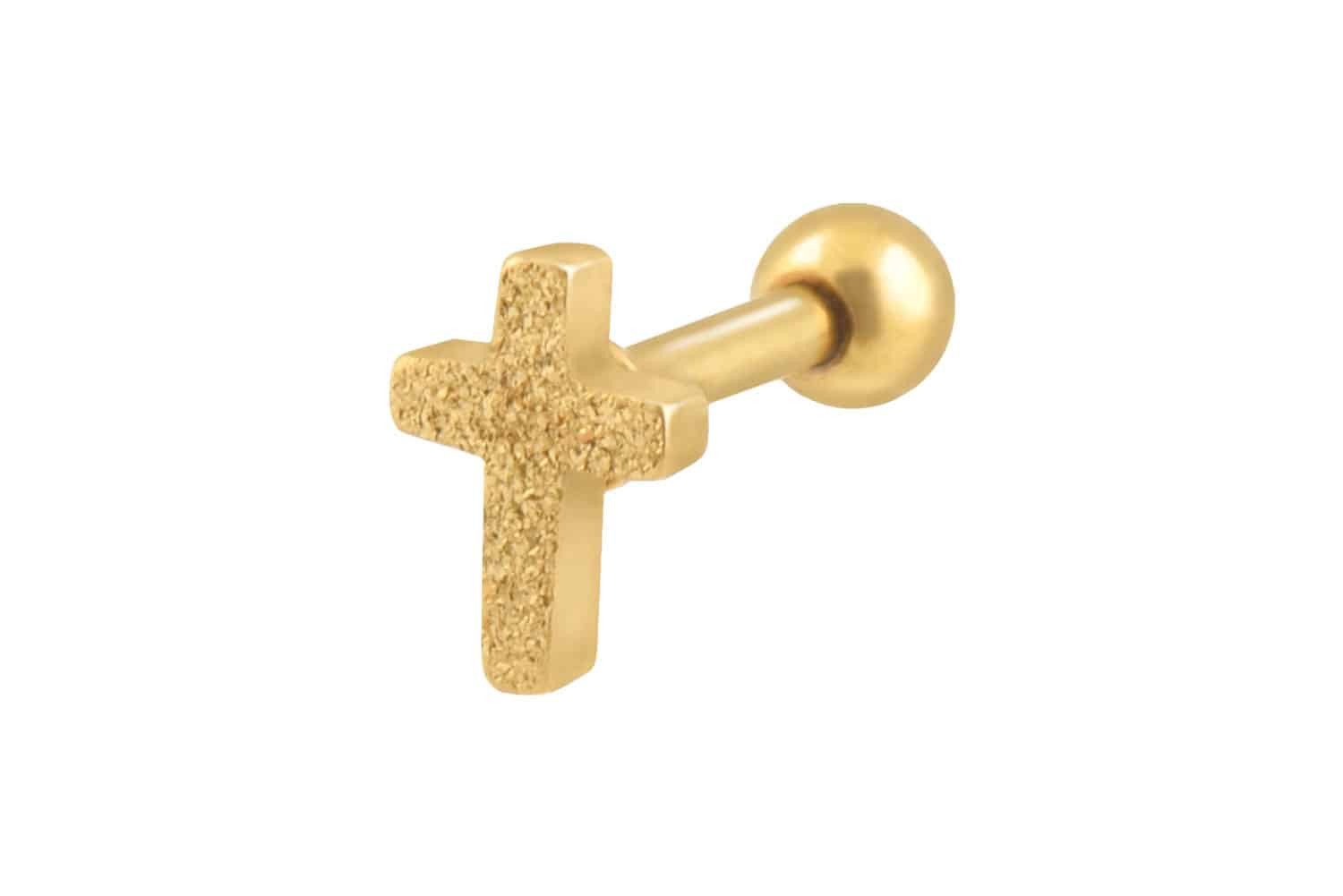 Piercing-Set Chirurgenstahl Ohrpiercing KREUZ + DIAMANTOPTIK