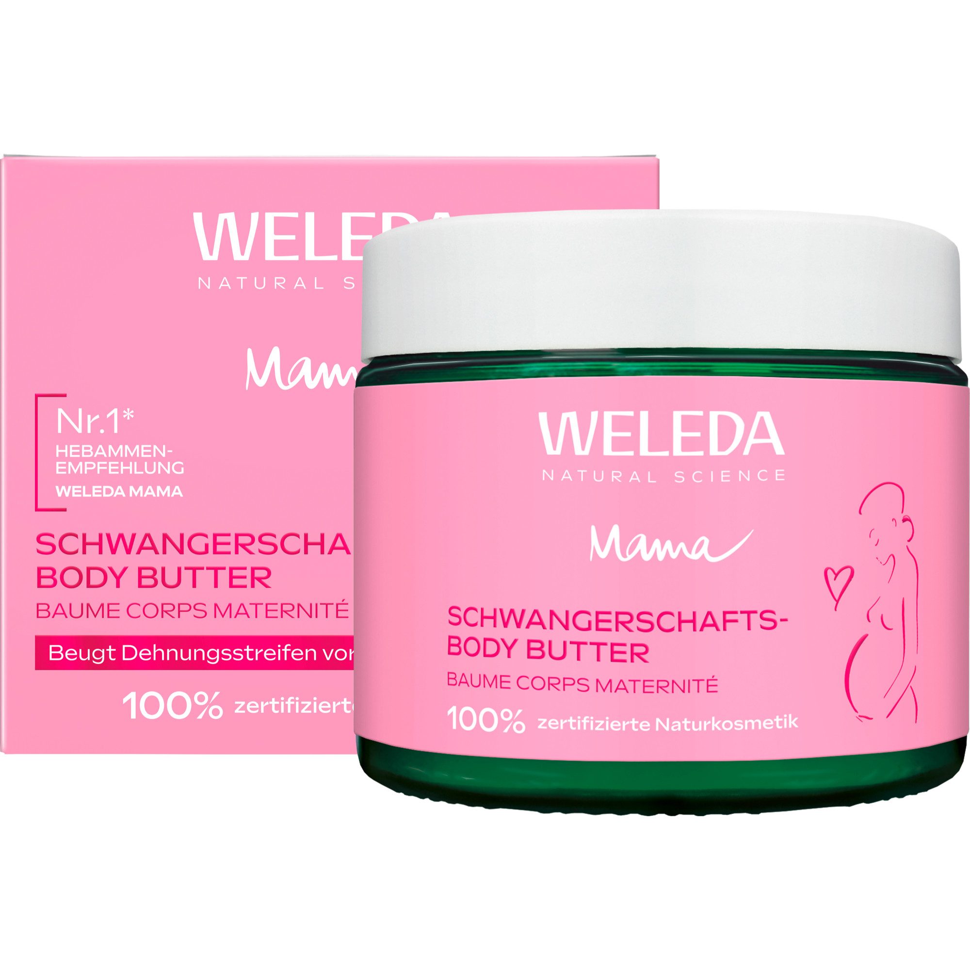 WELEDA Körperbutter MAMA SCHWANGERSCHAFTS-BODY BUTTER, Körperbutter zur Vorbeugung von Dehnungsstreifen