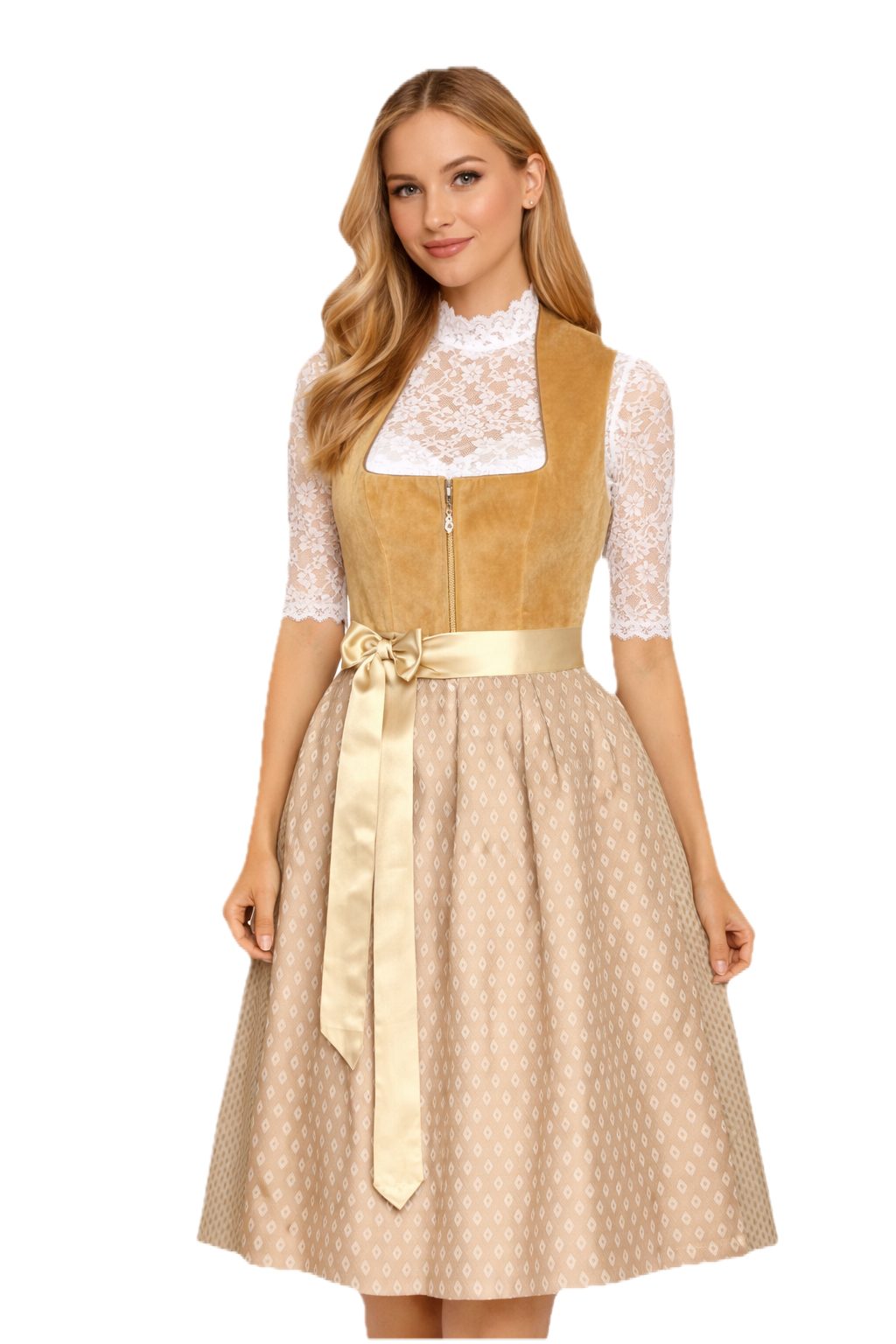 Alpenmärchen Dirndl Dirndl Adriana in hellbraun - ALM1034
