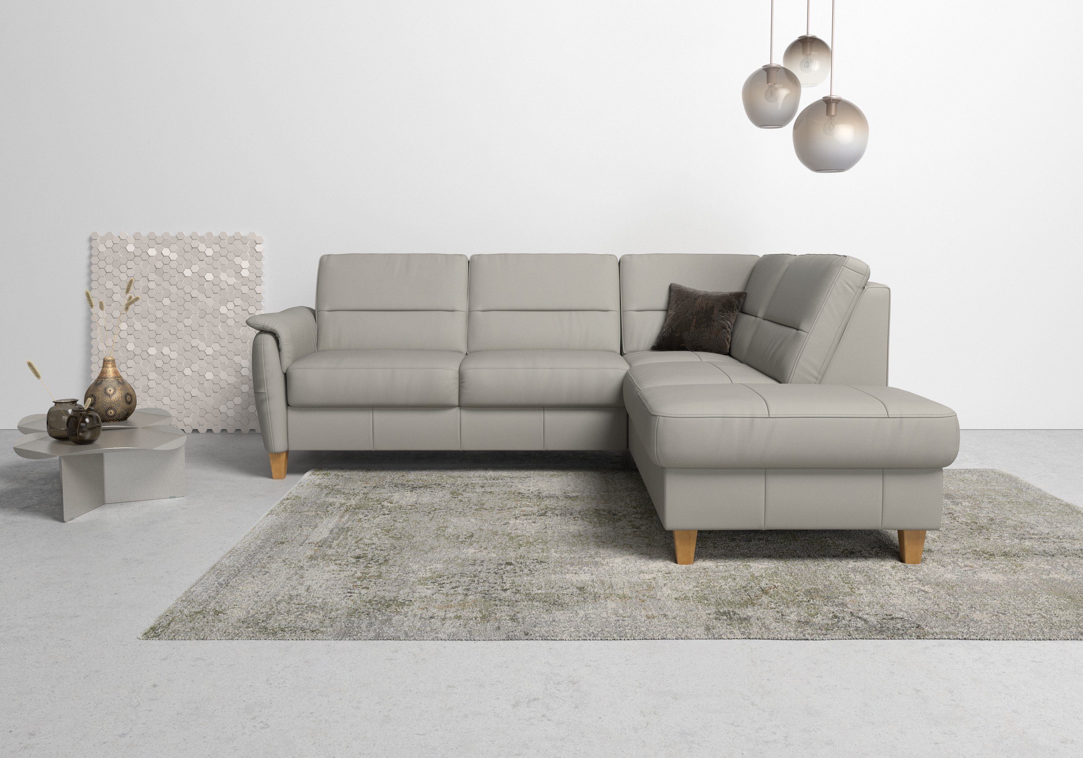 Home affaire Ecksofa Palmera L-Form, B: 236 cm, optional Bettfunktion & Bettkasten, Federkern