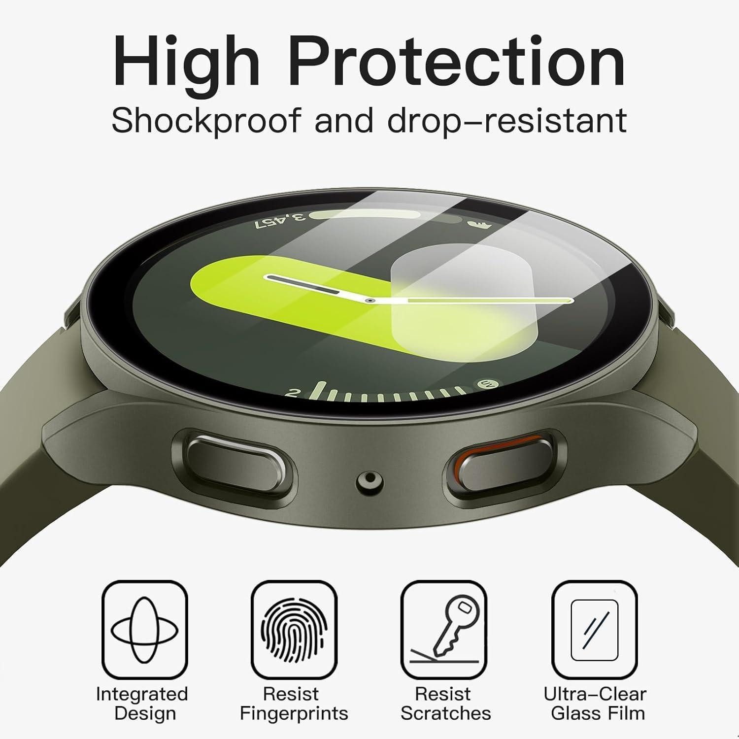 LuxusKollektion Smartwatch-Hülle Hülle Schutzfolie Samsung Galaxy Watch 7 44mm Glas Displayschutz Grün – Bild 5 von 5