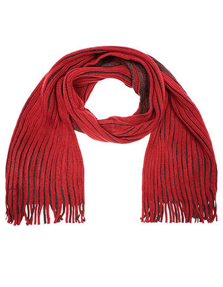 Anthracite Goodman Dark Modeschal Modeschal Effektvolle Red Schal, 2-farbiges Strickschal Fransen Herbst Ripp-Design Akzente durch Classic Winter Design
