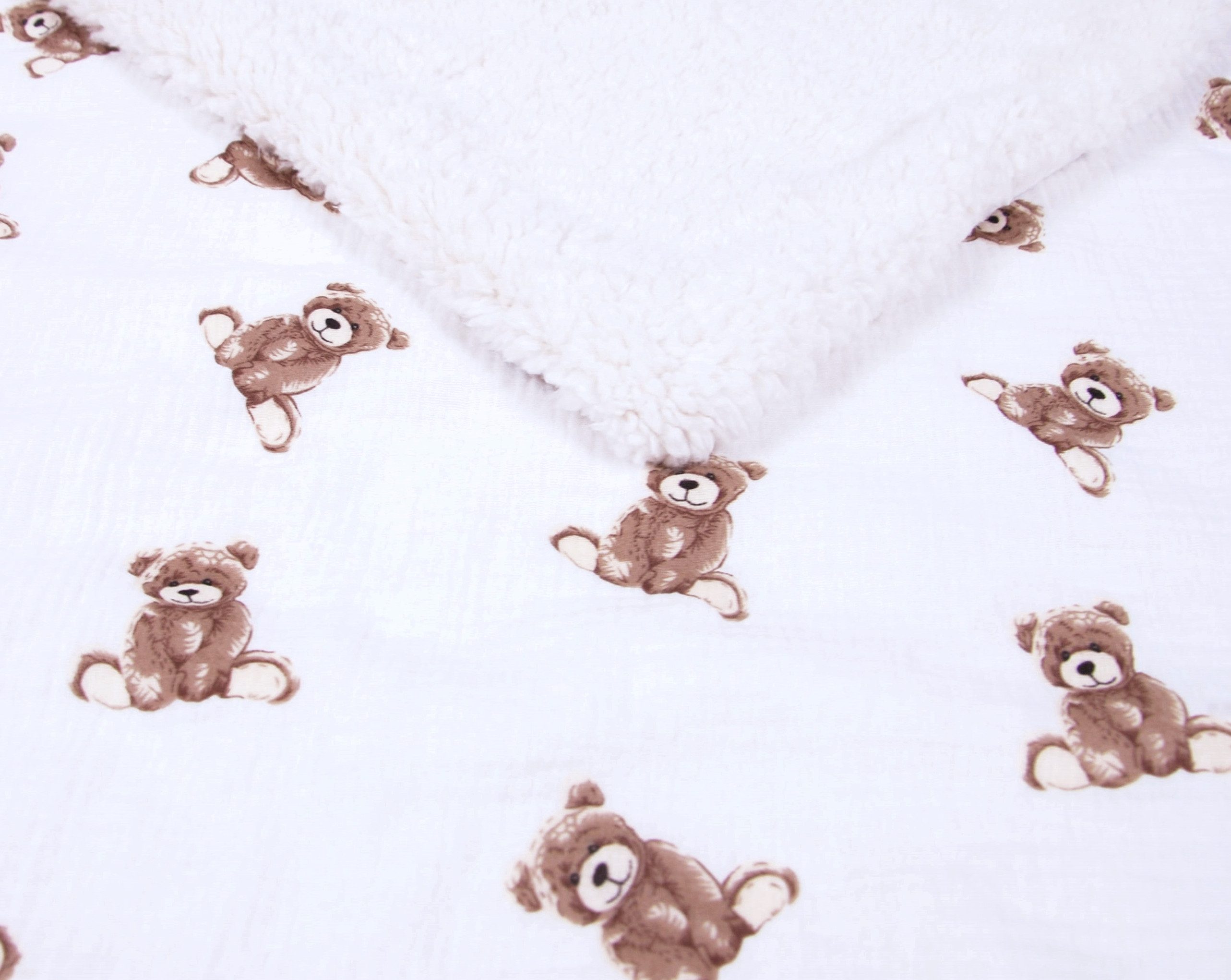 BabyLux Kinderbettdecke Musselin & Teddy Kuscheldecke 100x75 cm – Zweiseitig für Kinderwagen, TD6 - Bärchen