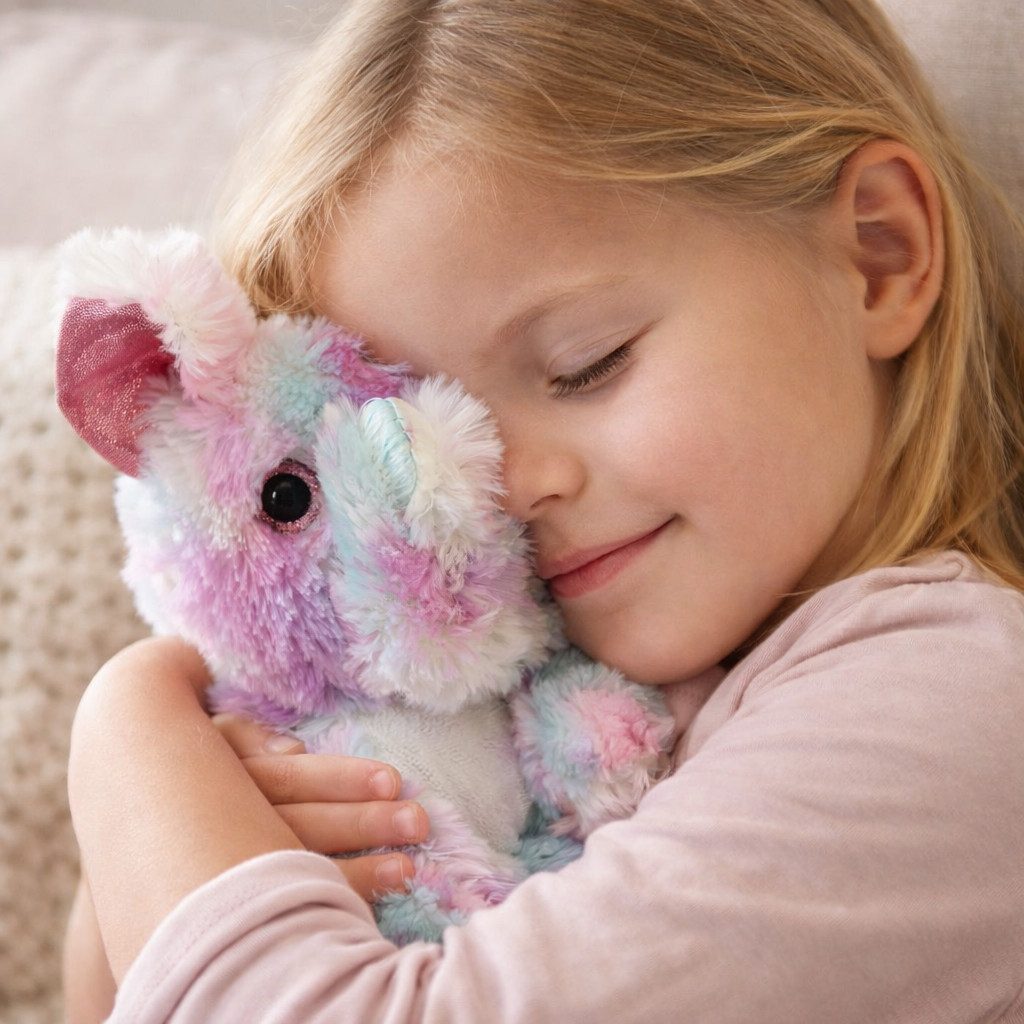 Rasehorn Kuscheltier Bunter Elefant Kuscheltier Glitzeraugen - ca. 20 cm (1-St)