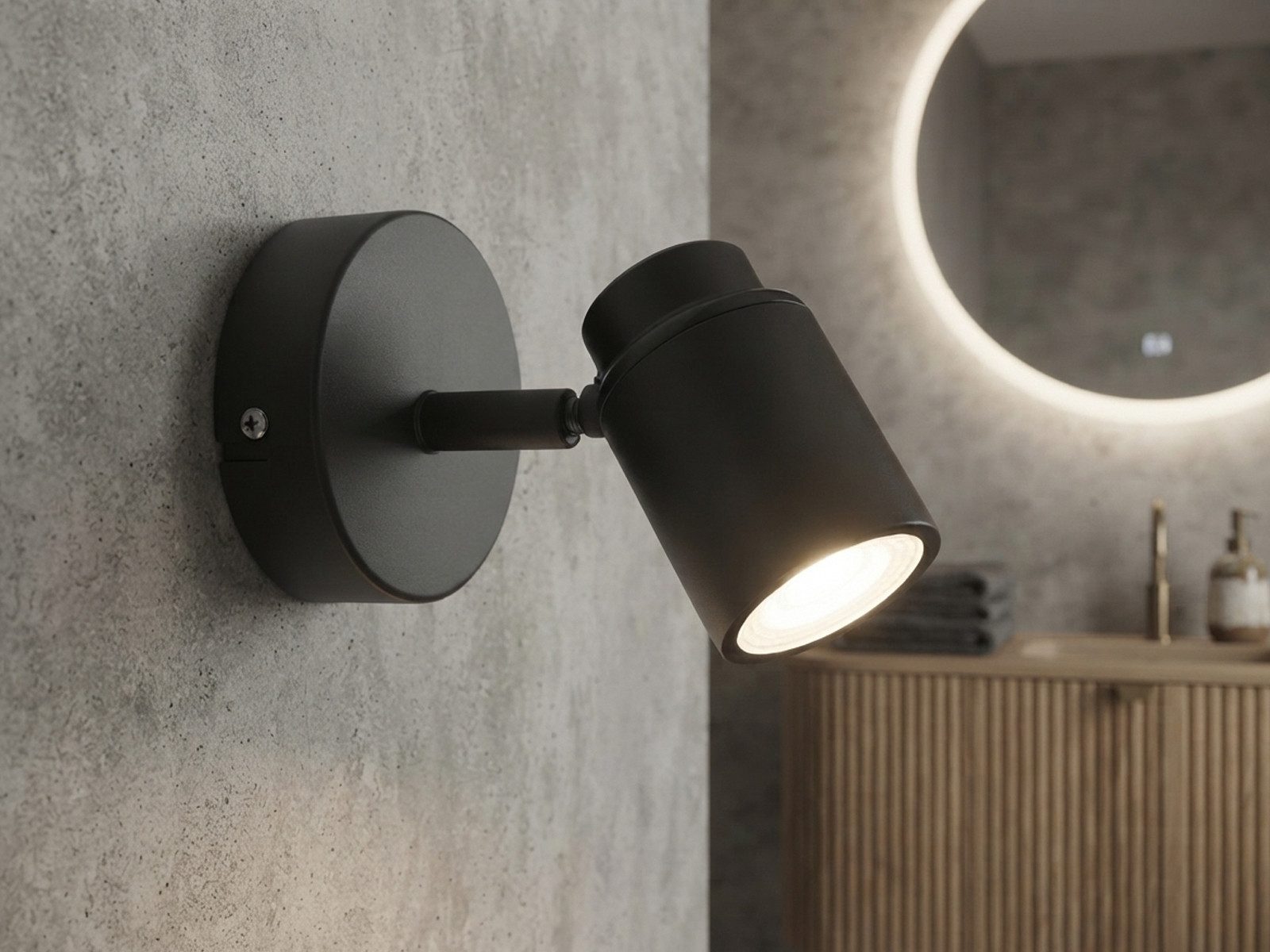 TRIO Leuchten LED Wandstrahler Badezimmer geeignet, Tiefe 15,5cm, dimmbar, LED wechselbar, Warmweiß, innen Wand-Lampe Gäste WC, Badlampe Strahler schwenkbar ink – Bild 2 von 5