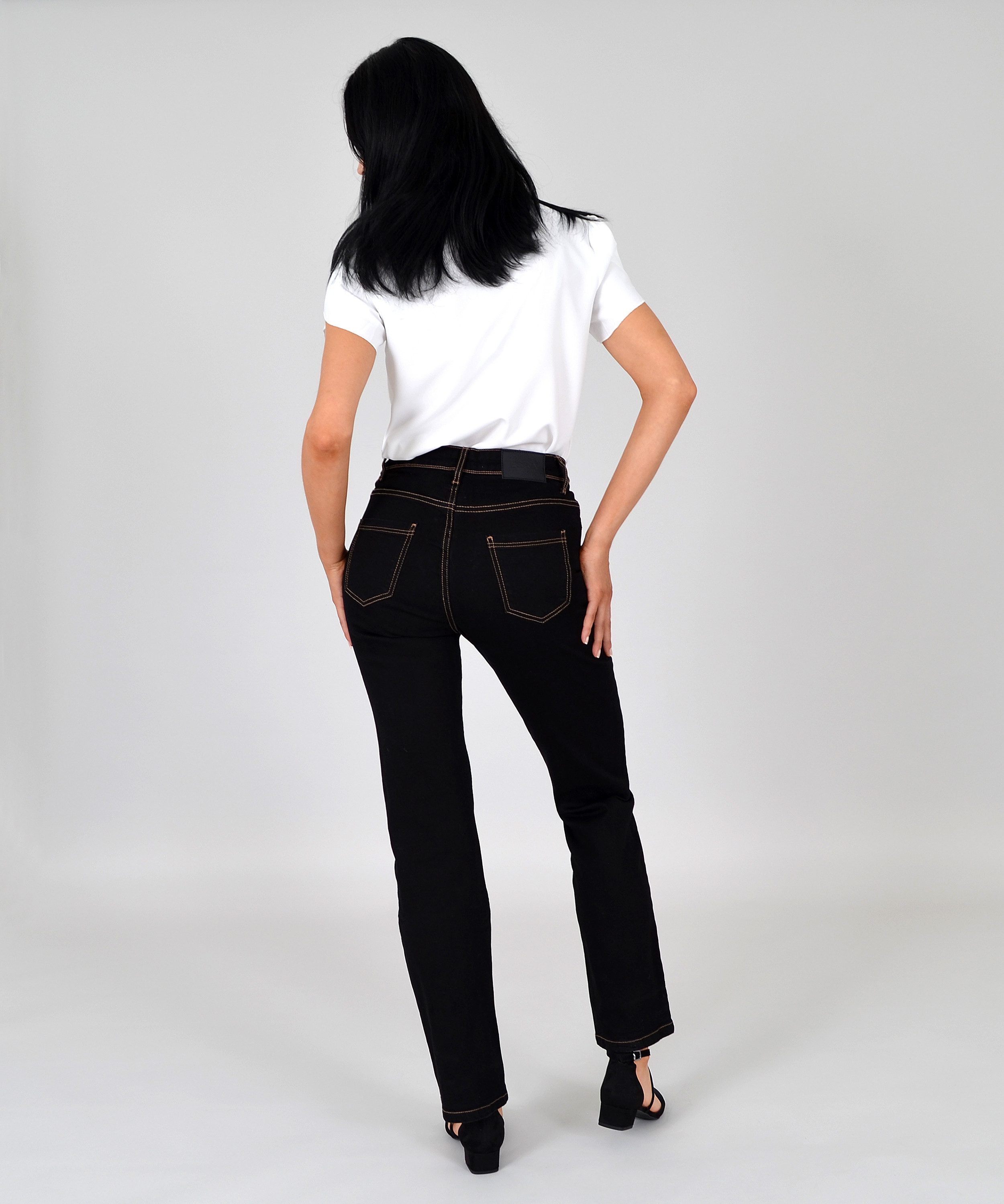 ESRA Straight-Jeans Damen Jeans Geradeschnitt Stretch Jeans Damen Regular Fit G4 Sale schwarze Jeans Damen Straight Hose High Waist Jeans Regular schwarz – Bild 5 von 5