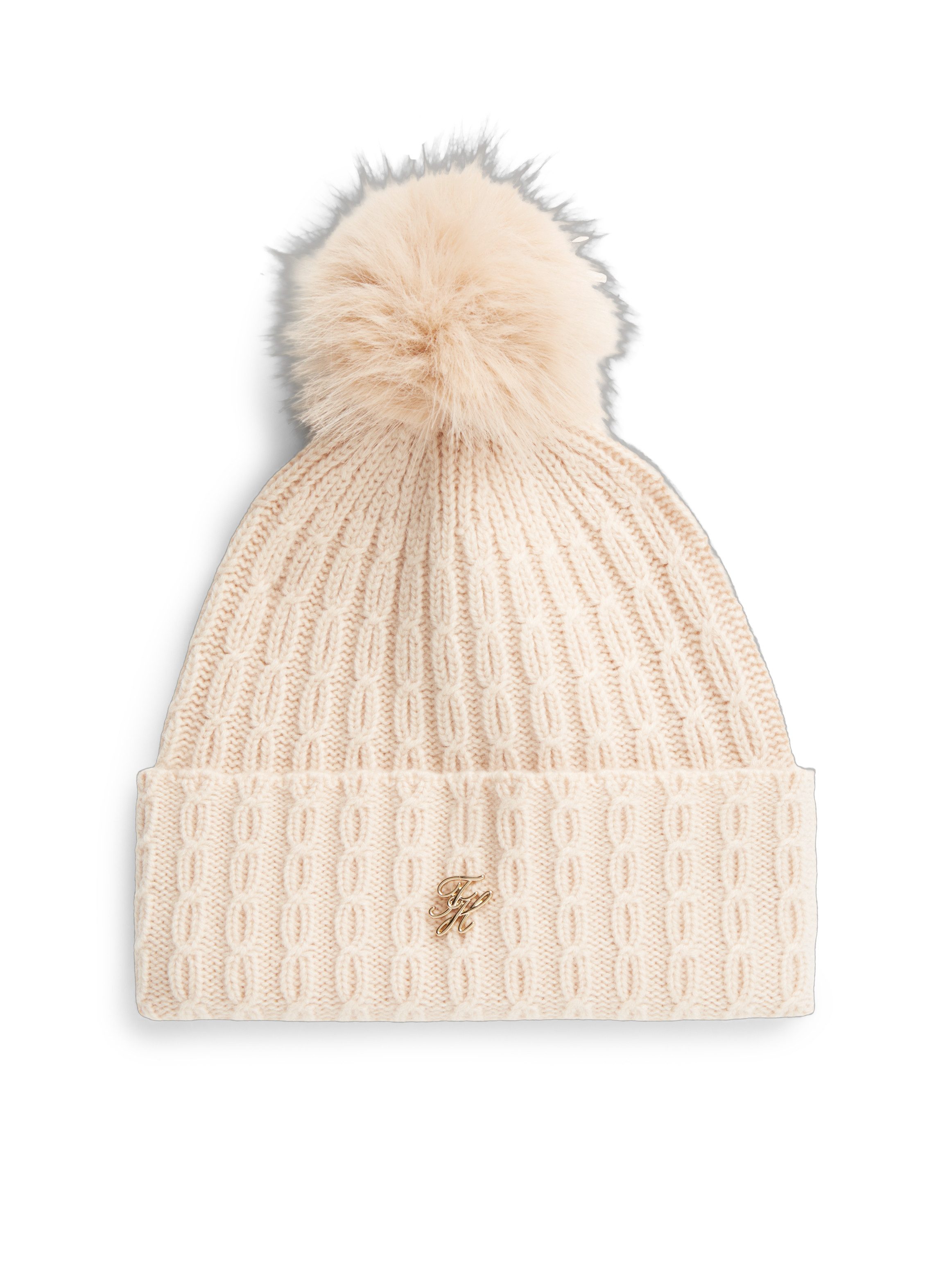 Tommy Hilfiger Beanie TH SCRIPT CABLE POM mit Kaschmiranteil