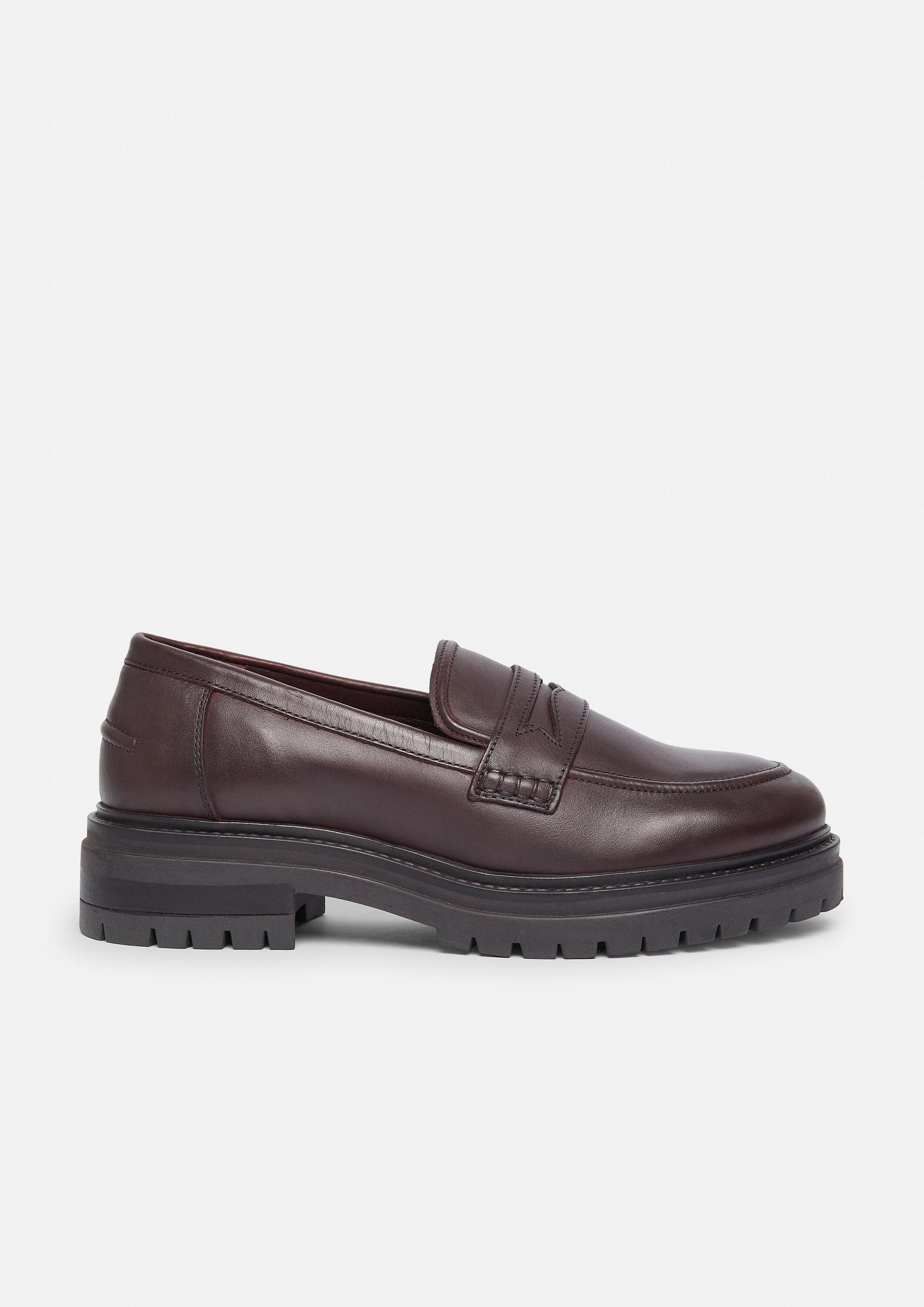 comma Slipper Leder-Loafers mit Plateausohle Slipper günstig online kaufen