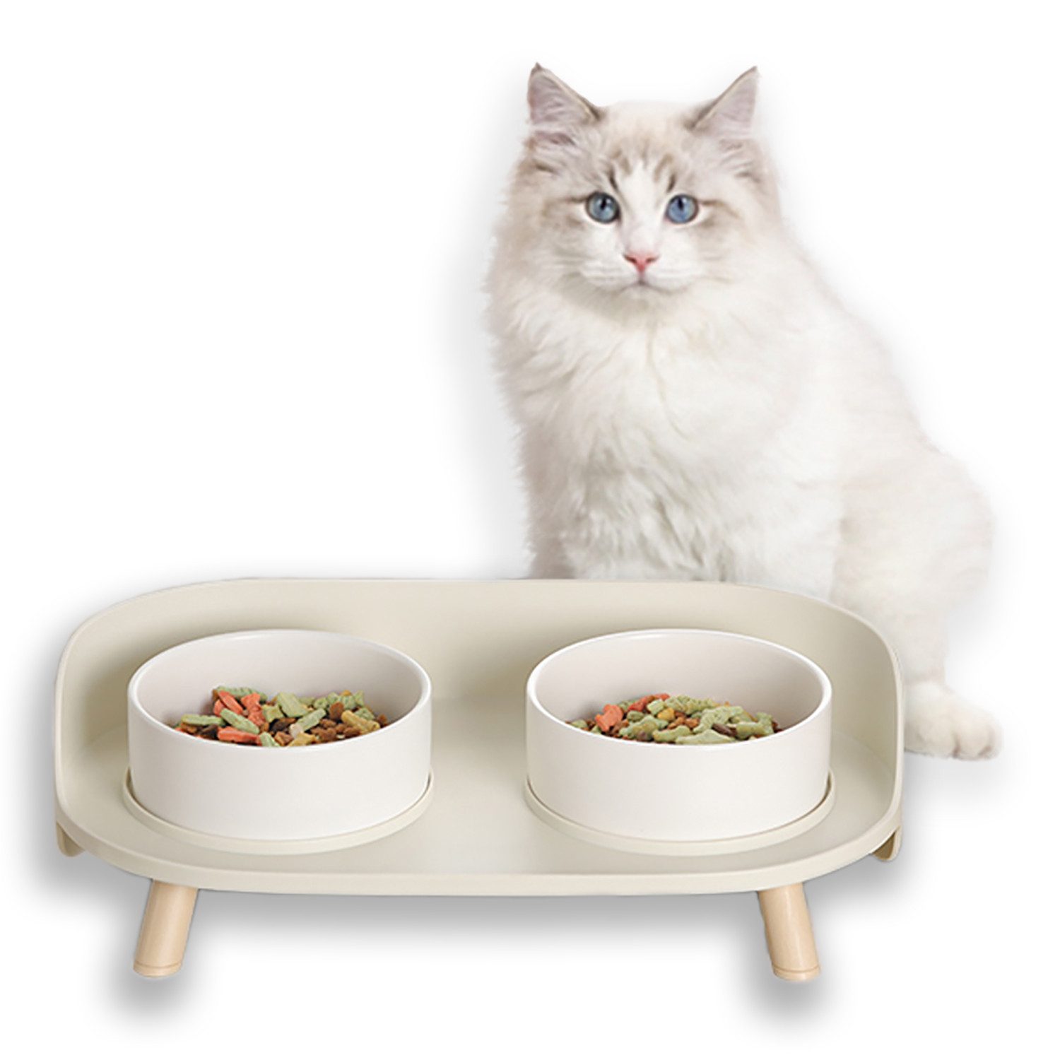 Napf-Set Neigungsschalen-Set für Katzen und Hunde aus Keramik( 2 x 480ml) 