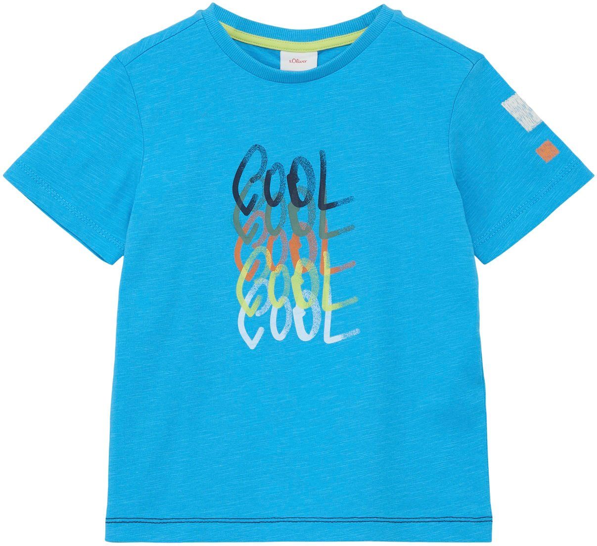 Diese Woche im Angebot s.Oliver Junior T-Shirt green am Arm Stickereien blue